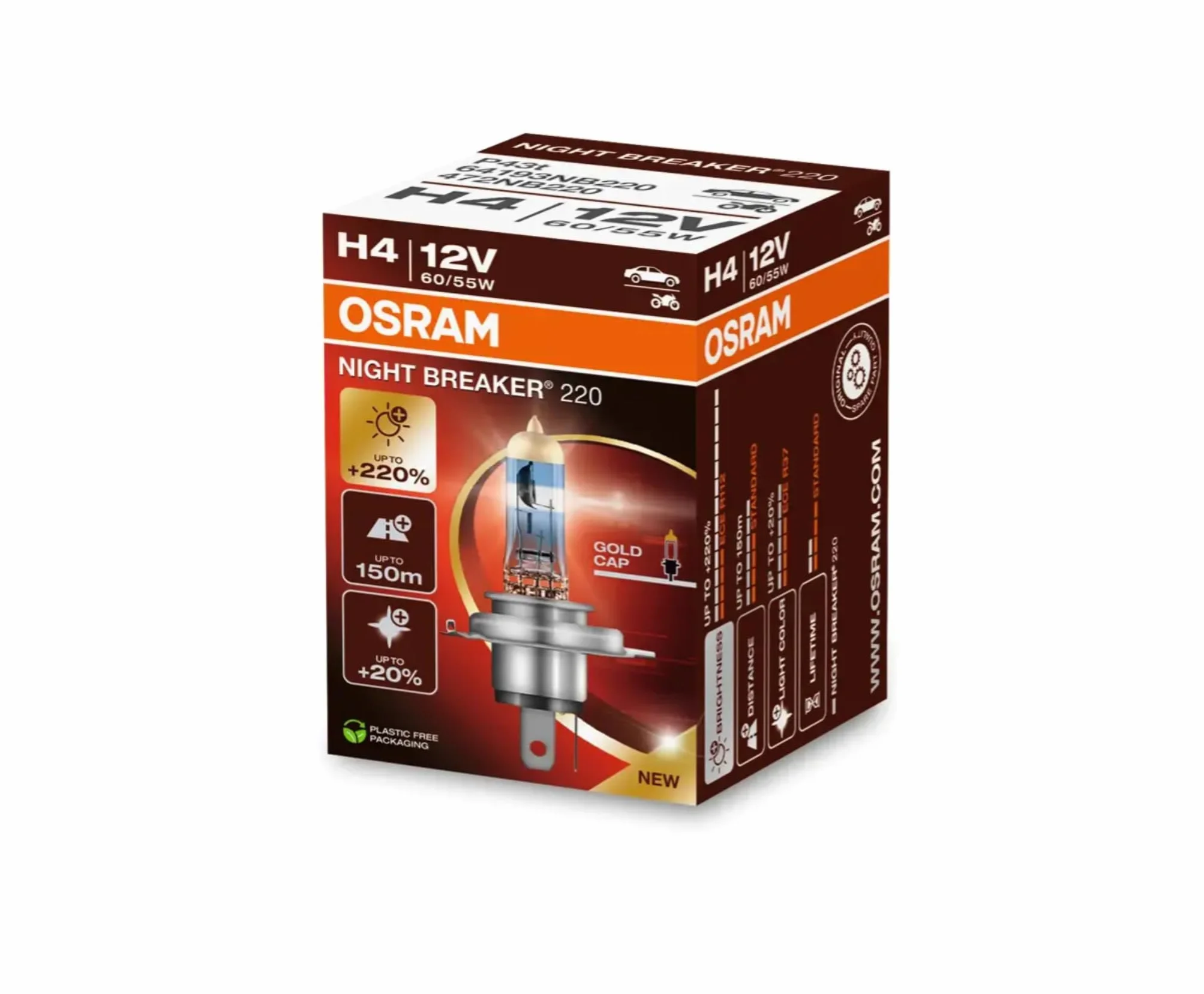 OSRAM 64193NB200 Night Breaker Laser 200 żarówka halogenowa H4-12 V/60-55 W, jednoczęściowa