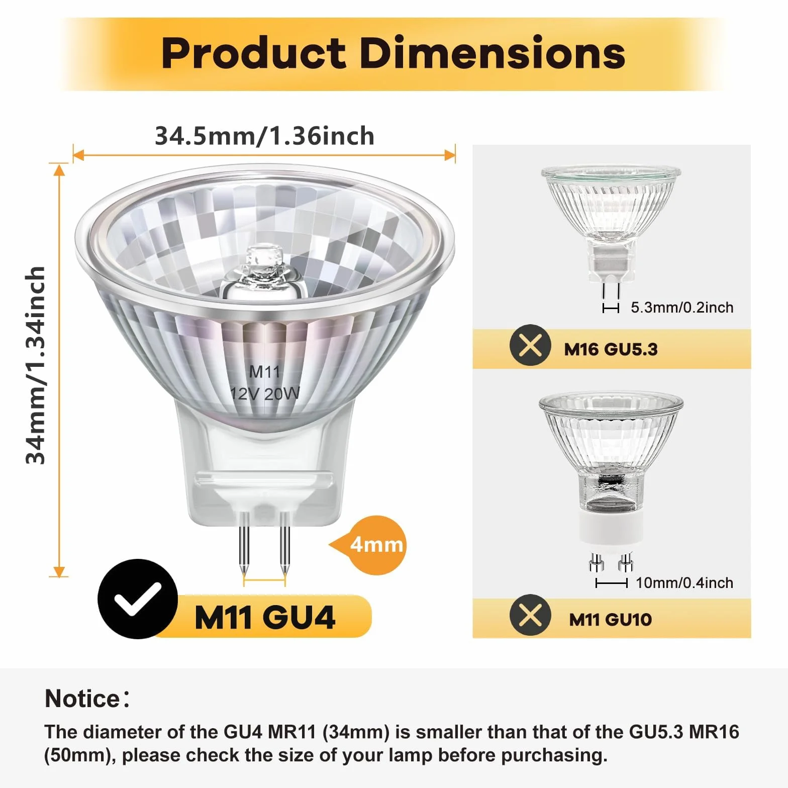 Opakowanie 8 żarówek halogenowych MR11 G4 12 V 20 W, 35 mm * 35 mm, ściemnialny reflektor halogenowy, ciepła biel 2800 K, żarówka halogenowa reflektorowa do oświetlenia szafek, oświetlenia krajobrazu
