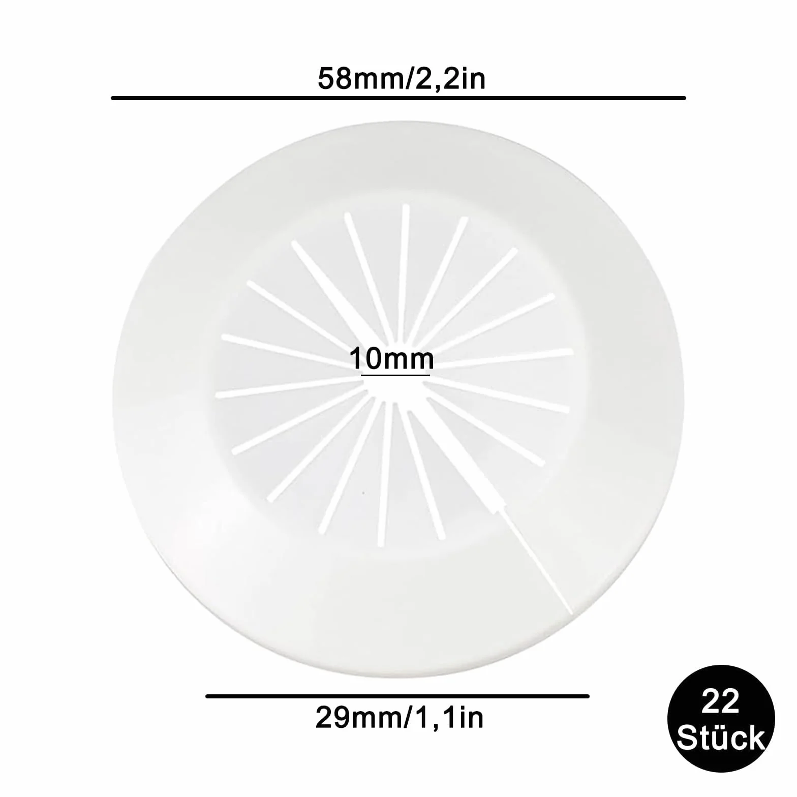22 kołnierzowe osłony rury, rozety do grzejników, pojedyncza rozeta do rur grzewczych, rur gazowych ciepłej i zimnej wody, 10-29 mm, białe