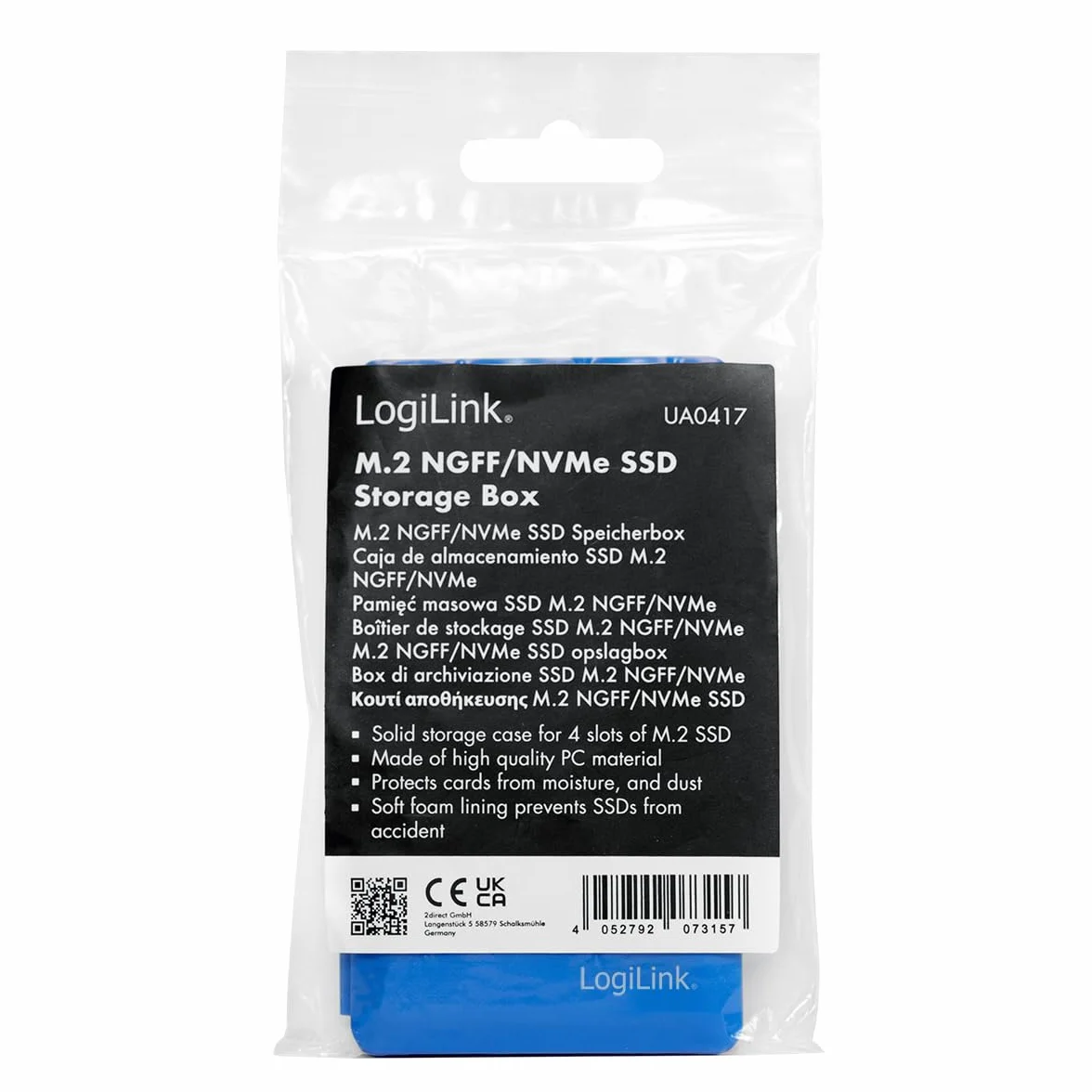 LogiLink UA0417 pudełko ochronne do dysków SSD M.2 NGFF/NVMe odporne na uderzenia z miękką wyściółką z pianki