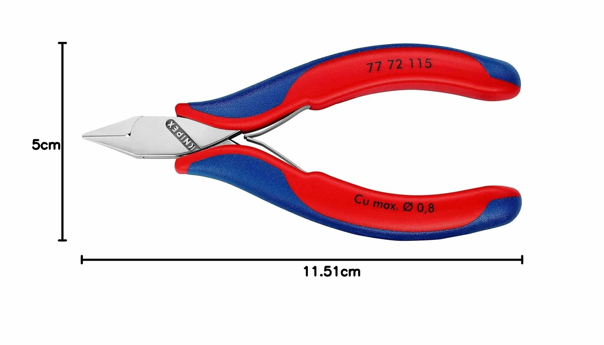 KNIPEX Szczypce tnące boczne dla elektroników ze złączem wsuwkowym z osłonkami wielokomponentowymi 115 mm, 77 72 115