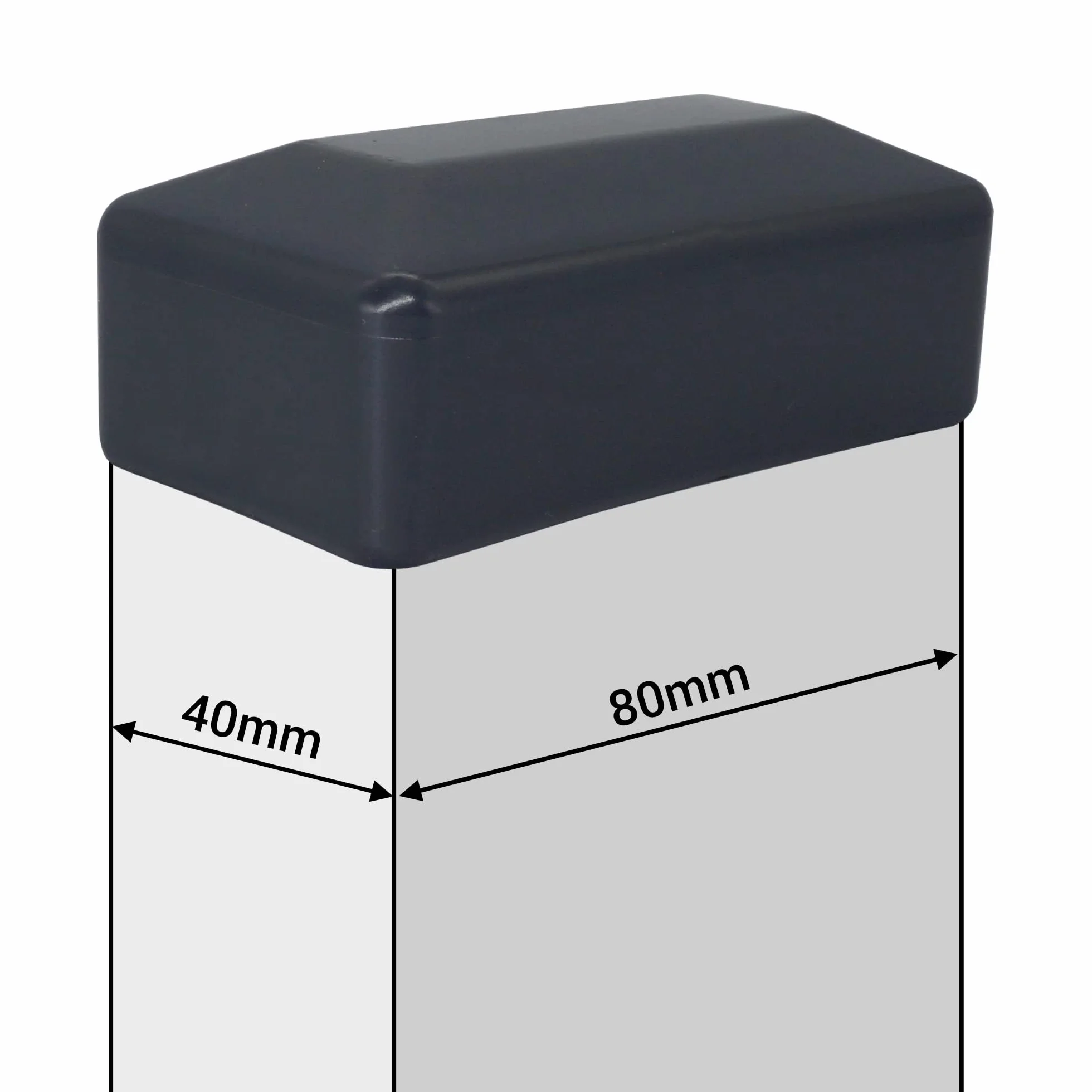 SKIR'CO (10 szt.) nakładki na słupki ogrodzeniowe, prostokątne szare plastikowe nakładki 40 x 80 mm, osłony słupków ogrodzeniowych, kolor antracytowy RAL 7016