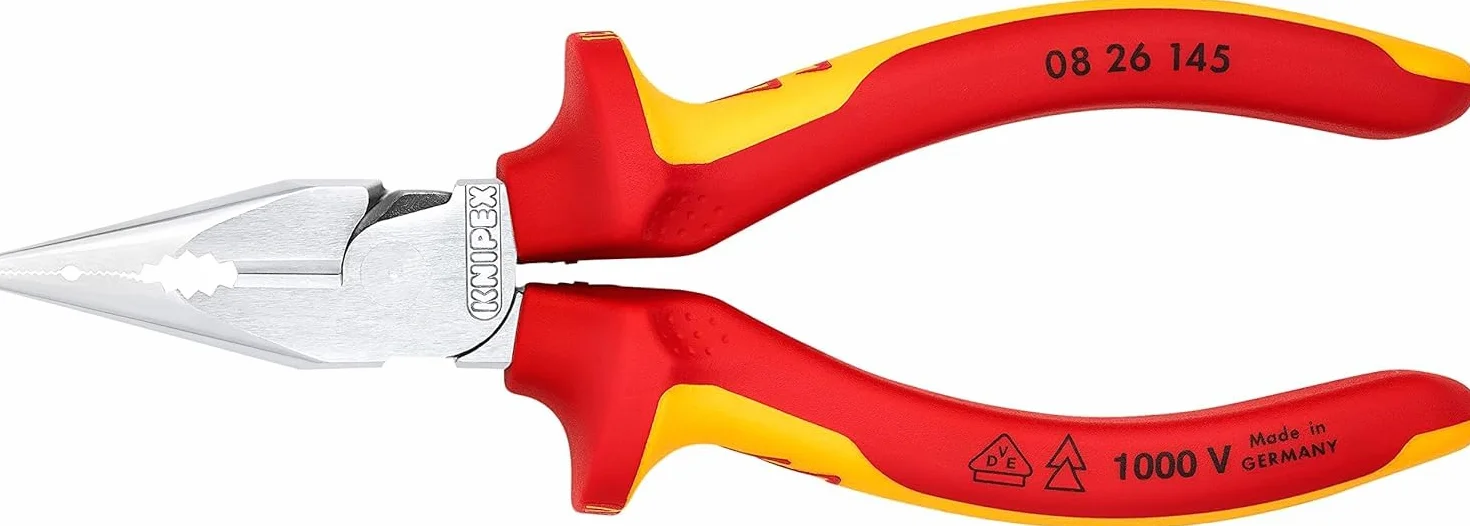 KNIPEX Szczypce uniwersalne z ostro zakończonymi szczękami w opakowaniu z zawieszką chromowany z wielokomponentowymi osłonkami, 08 26 145 SB