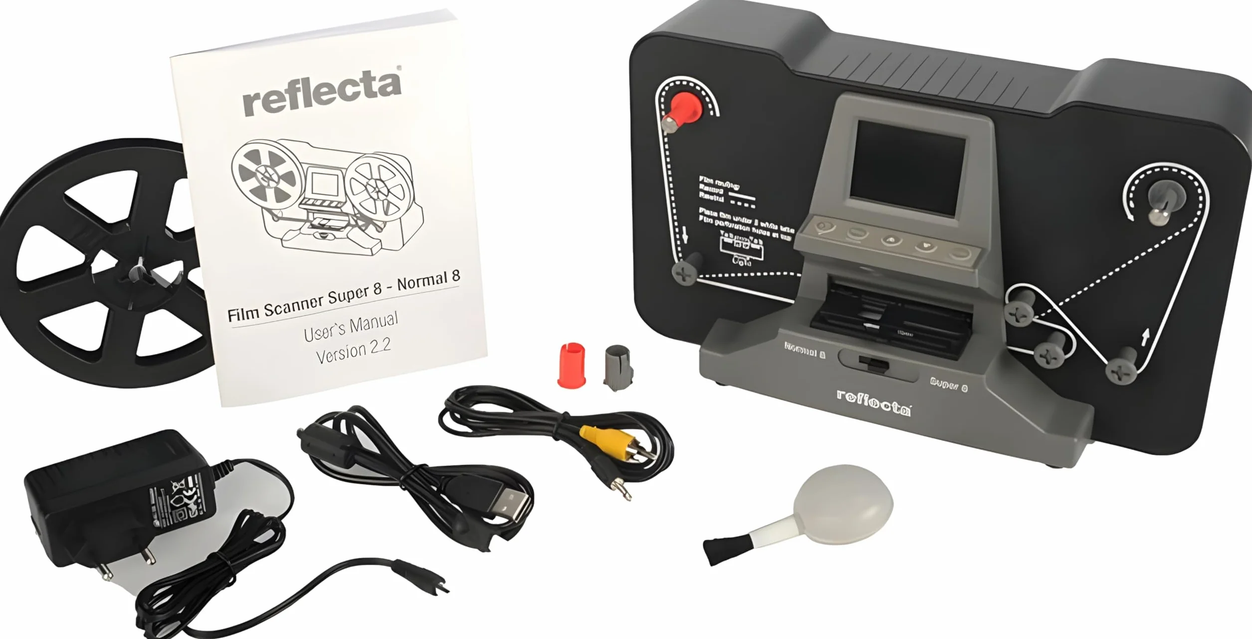 Reflecta Skaner Filmów Super 8 i Normal 8 3,53 MP CMOS LED 1440x1080p 20 kl./s LCD 2,4 cala USB 2.0 HD MP4