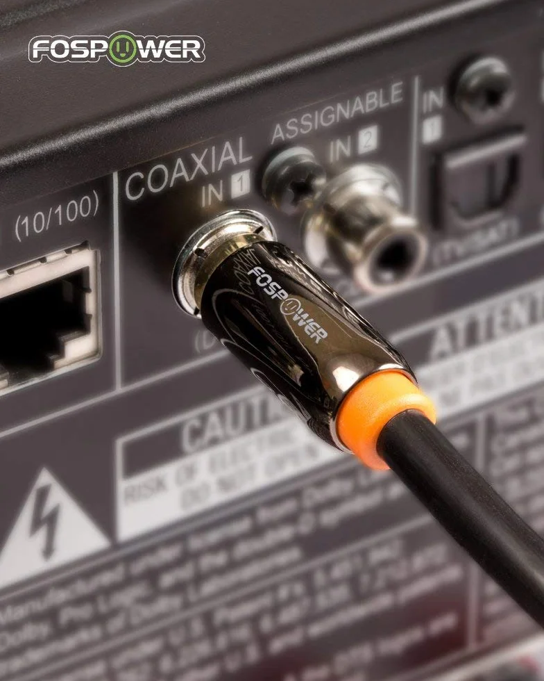 FosPower Cyfrowy kabel koncentryczny audio S/PDIF RCA męski na RCA męski 1,8 m pozłacany 24-karatowym złotem