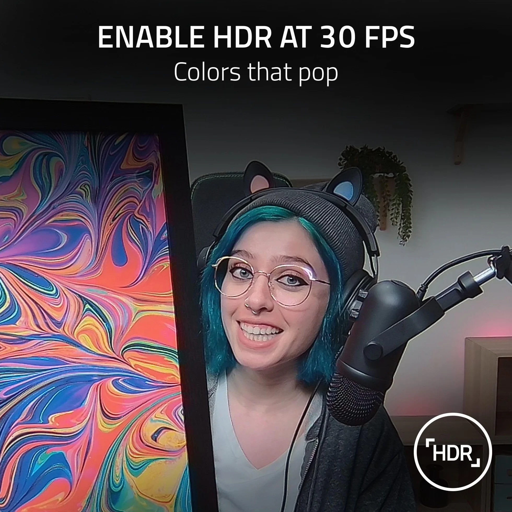 Razer Kiyo Pro Kamera internetowa Full HD 1080p 60FPS HDR Adaptacyjny czujnik światła Szerokokątny obiektyw