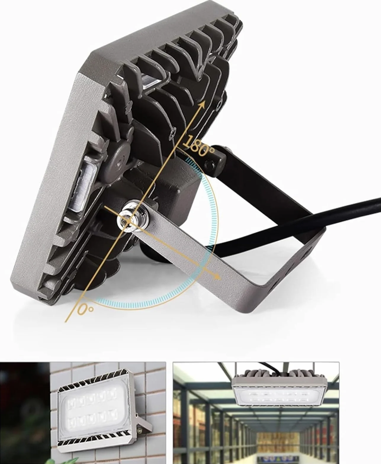 lampy solarne do użytku na zewnątrz, Światła bezpieczeństwa LED Regulowane światło punktowe 180°, zewnętrzne robocze na patio, podwórko, dach(30W)