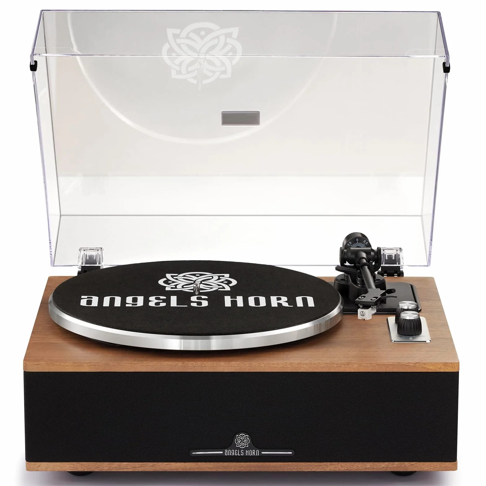 Gramofon ANGELS HORN z wbudowanymi głośnikami Bluetooth HiFi, przedwzmacniacz fonograficzny 33/45 obr./min, głowica AT-3600L