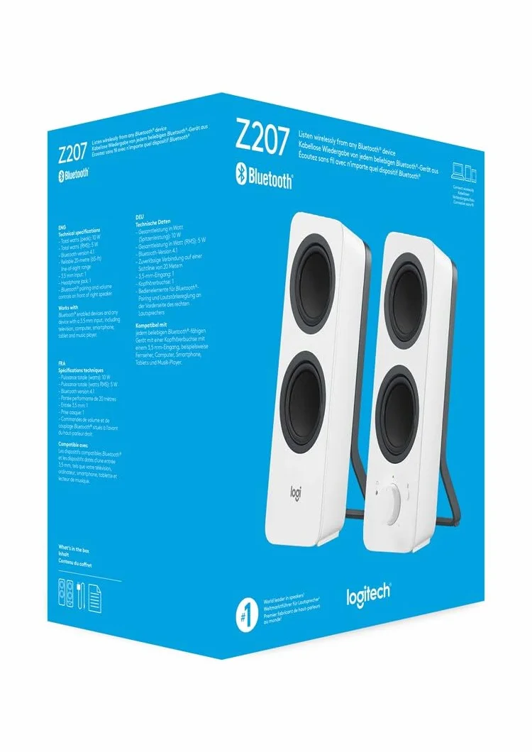 Logitech Z207 Bluetooth Computer Speakers Głośniki Komputerowe Biały
