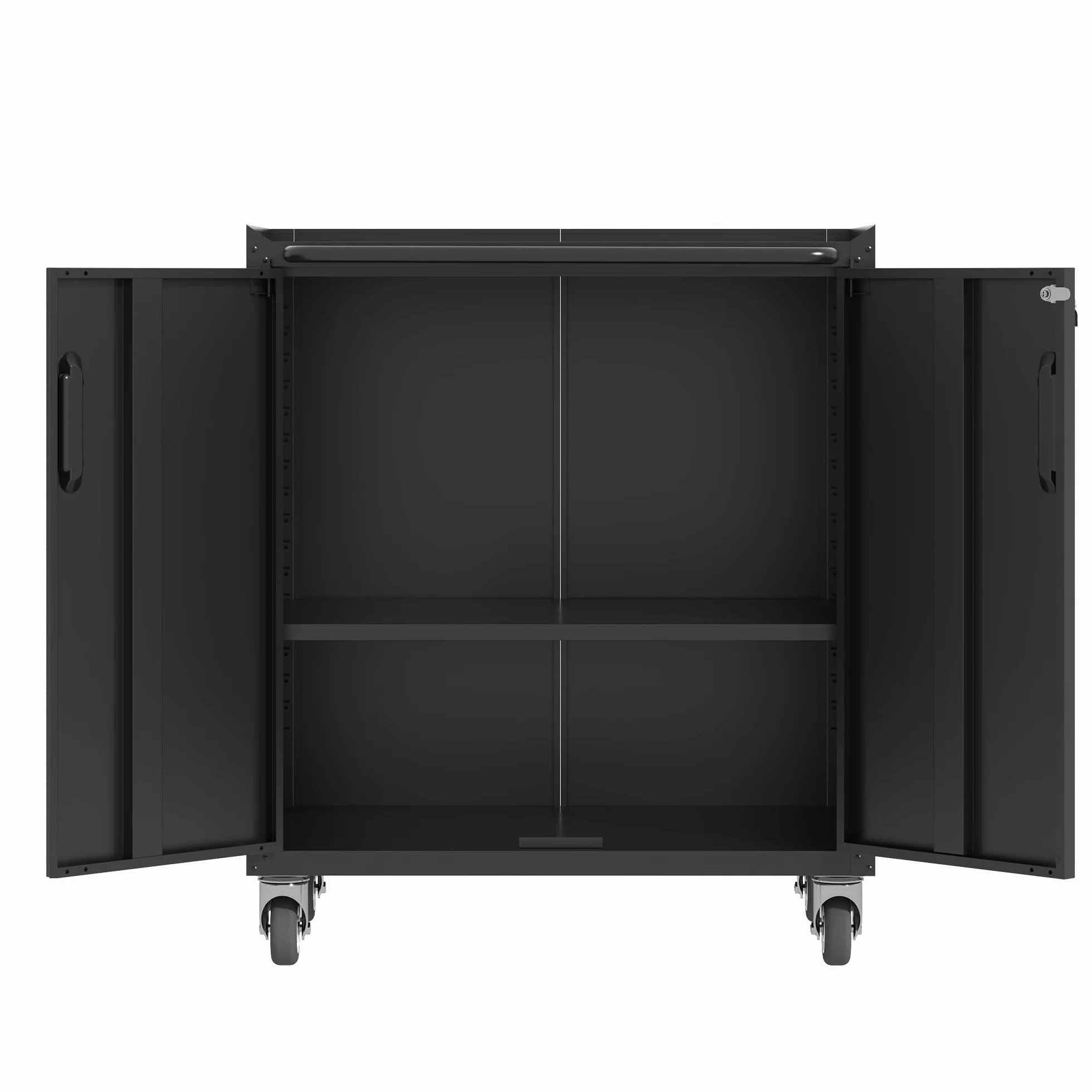 Generisch Stalowa szafka na kółkach 75 x 42 x 88 cm – zamykana szafka na narzędzia z regulowanymi półkami i kółkami obrotowymi na łożyskach kulkowych, do garażu, biura, warsztatu (łatwy montaż)