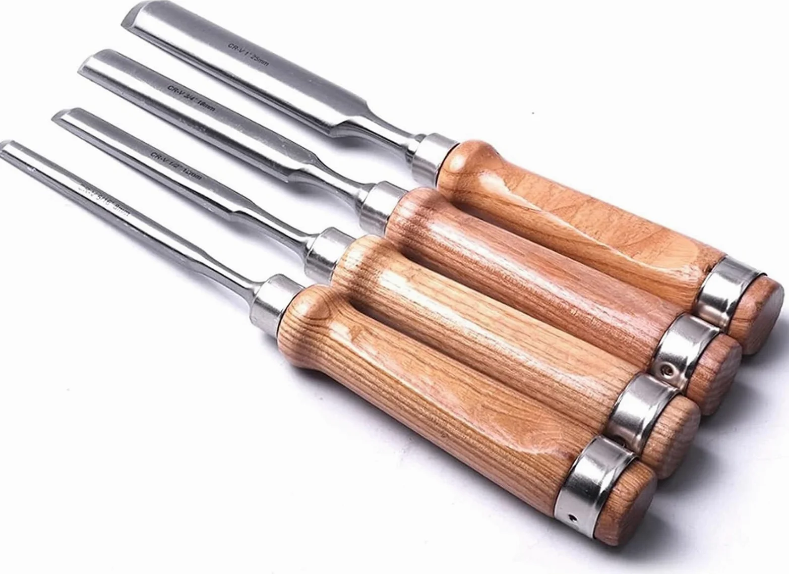 Carpenter Carpenter Carpenter Firmer Gouge Stolarskie dłuto do drewna, zestaw 4 okrągłych dłut do rzeźbienia w drewnie, ostrze ze stali chromowo-wanadowej, dłuta do narzędzi, narzędzi tokarskich