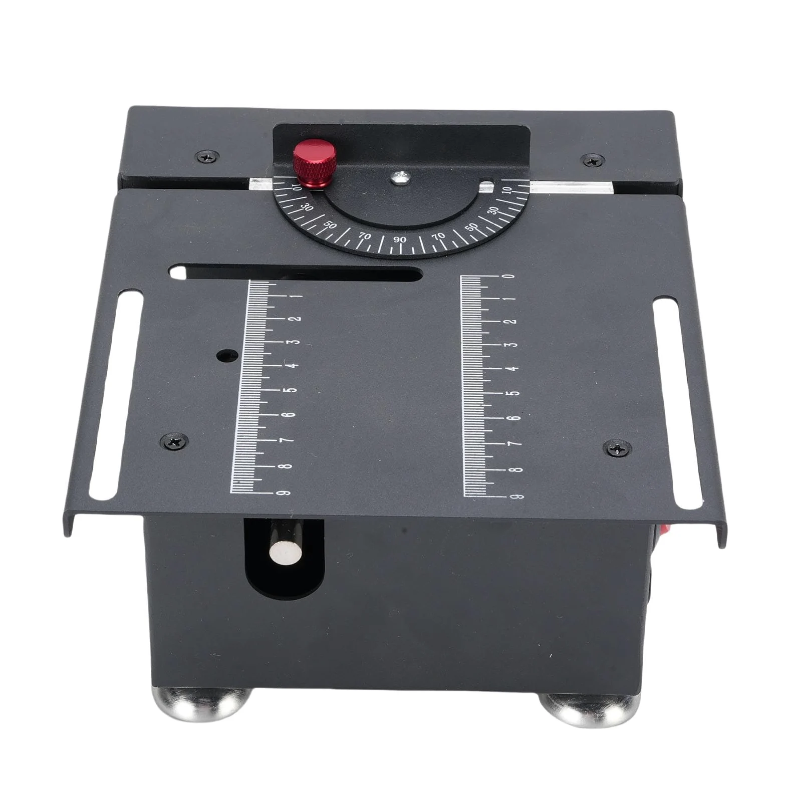 Mini Piła Stołowa, 100W 0-16mm z 7 Prędkościami i 4 Ostrzami | Dla Drewna/majsterkowania/rękodzieła, 100W, 7 Prędkości, 10000 RPM, głębokość Cięcia 16 Mm, Obudowa Aluminiowa, 4 Ostrza +