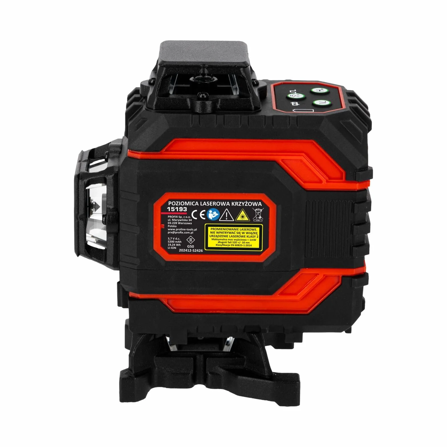 PROLINE Poziomnica laserowa 15193 25 m zielona 4D, 1.5 mm/5 m, IP54, CE, Li-Ion