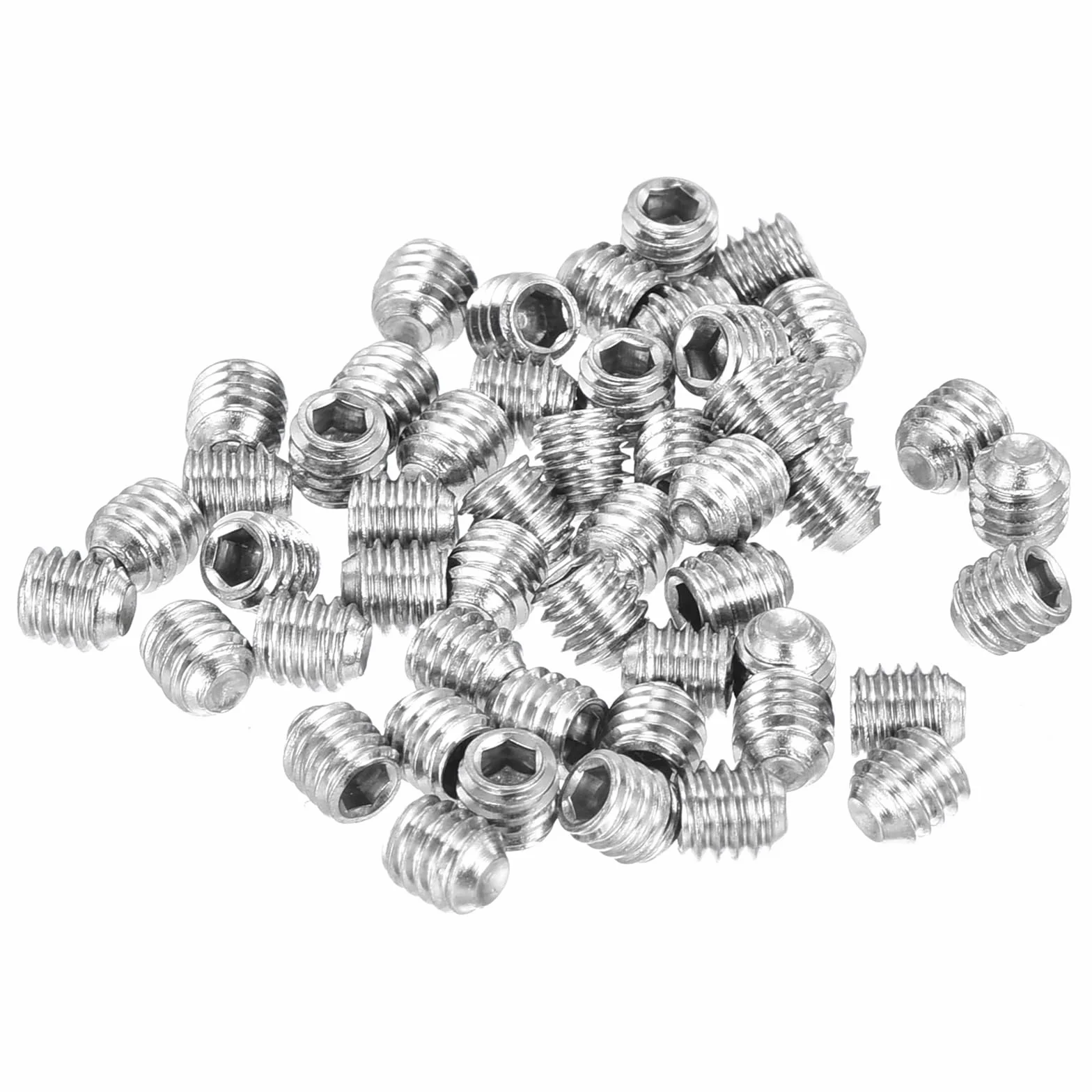 QUARKZMAN Zestaw śrub nasadowych 50 szt. M4 x 4 mm metryczne 304 stal szlachetna sześciokątne klucze nasadowe ramiona kubkowe śruby do naprawy kompaktowych maszyn srebrny