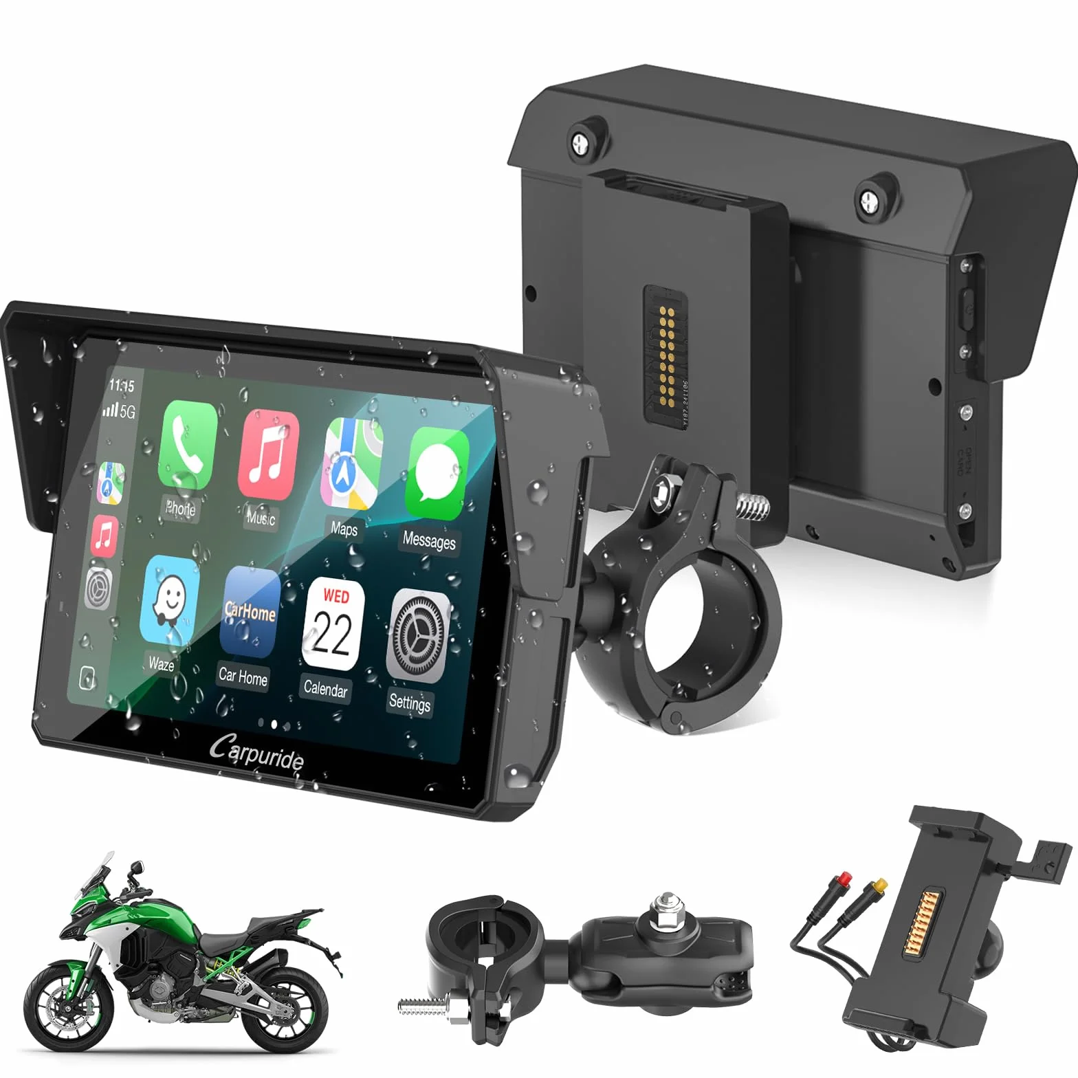 Carpuride W502S PRO Motorcycle GPS 5-calowy wodoodporny ekran dotykowy nawigacja