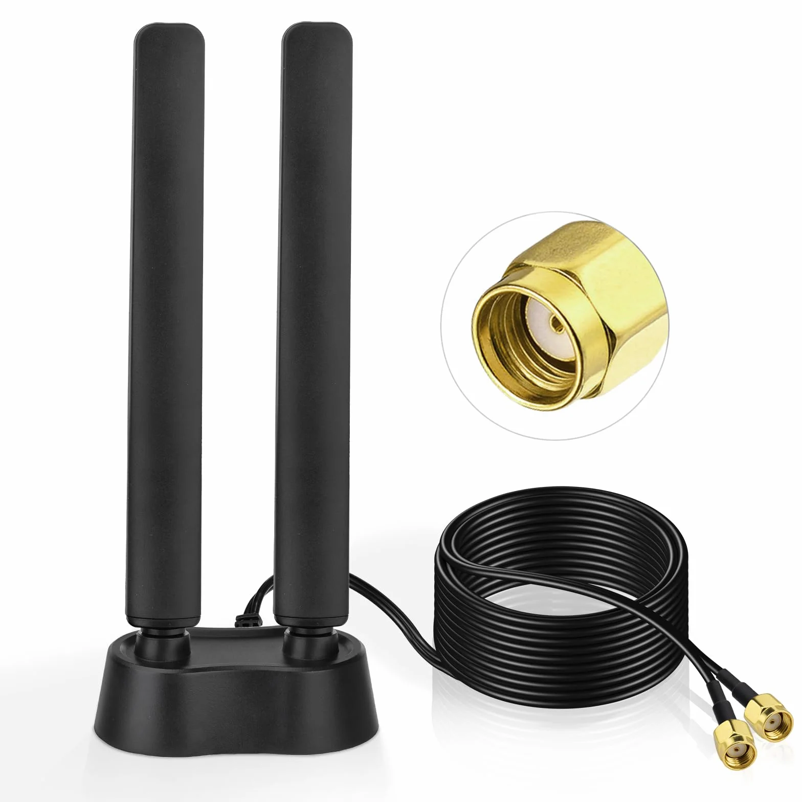 Eightwood Antena WiFi 6E 2,4/5/5,8/6 GHz trójpasmowa wzmacniacz sygnału WLAN podstawa magnetyczna RP-SMA