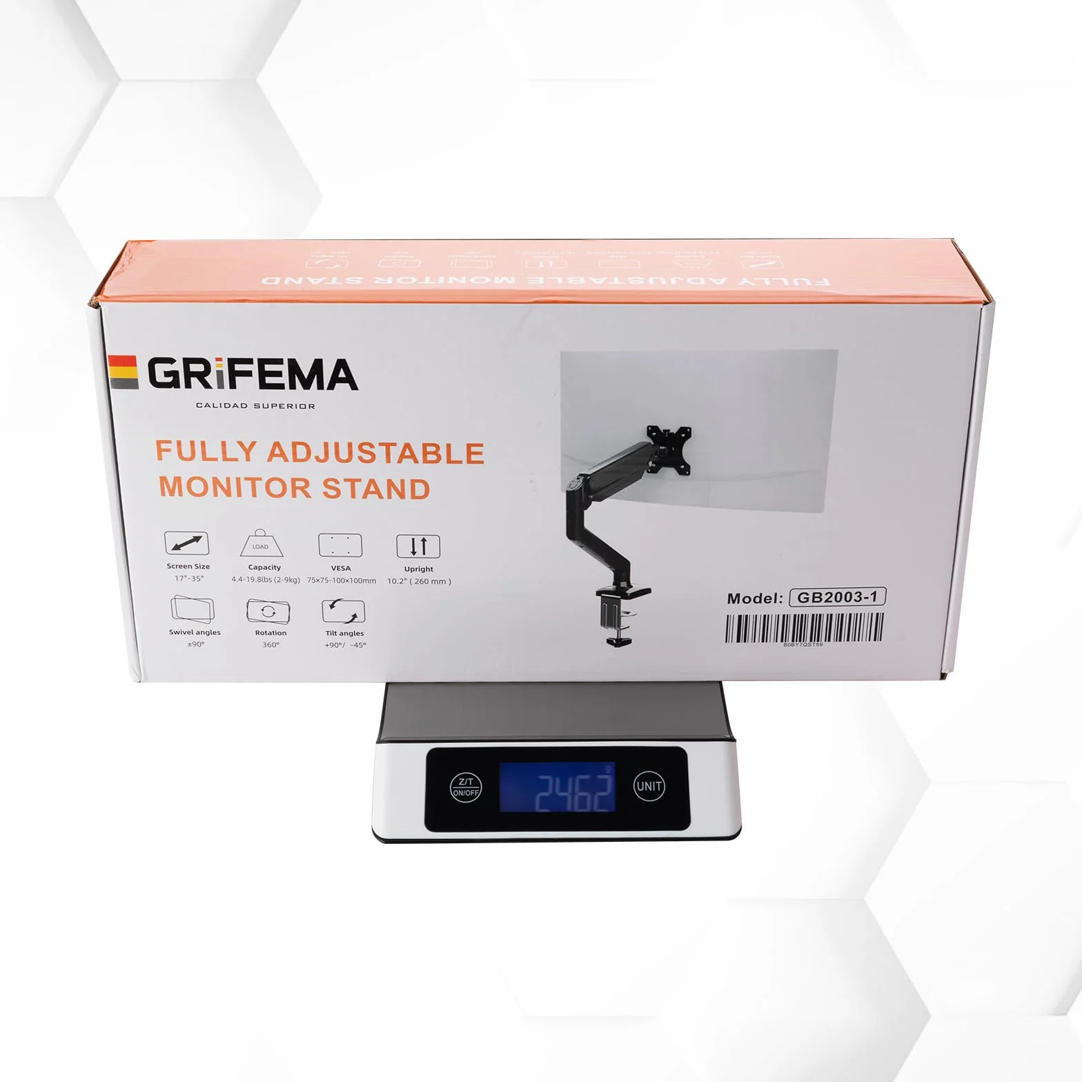 GRIFEMA GB2003-1 uchwyt do monitora ze sprężyną gazową, regulacja wysokości, VESA 75x75/100x100, 13-32 cali, 2-9 kg, czarny
