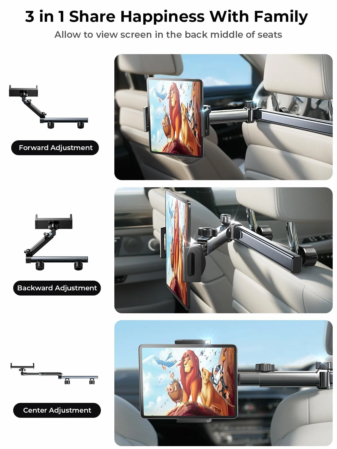 LISEN uniwersalny uchwyt samochodowy na iPad, uchwyt na tablet do samochodu, organizer na telefon do wnętrza pojazdu, wysuwany uchwyt samochodowy na tablet, akcesoria podróżne do iPad Air/Samsung/oraz