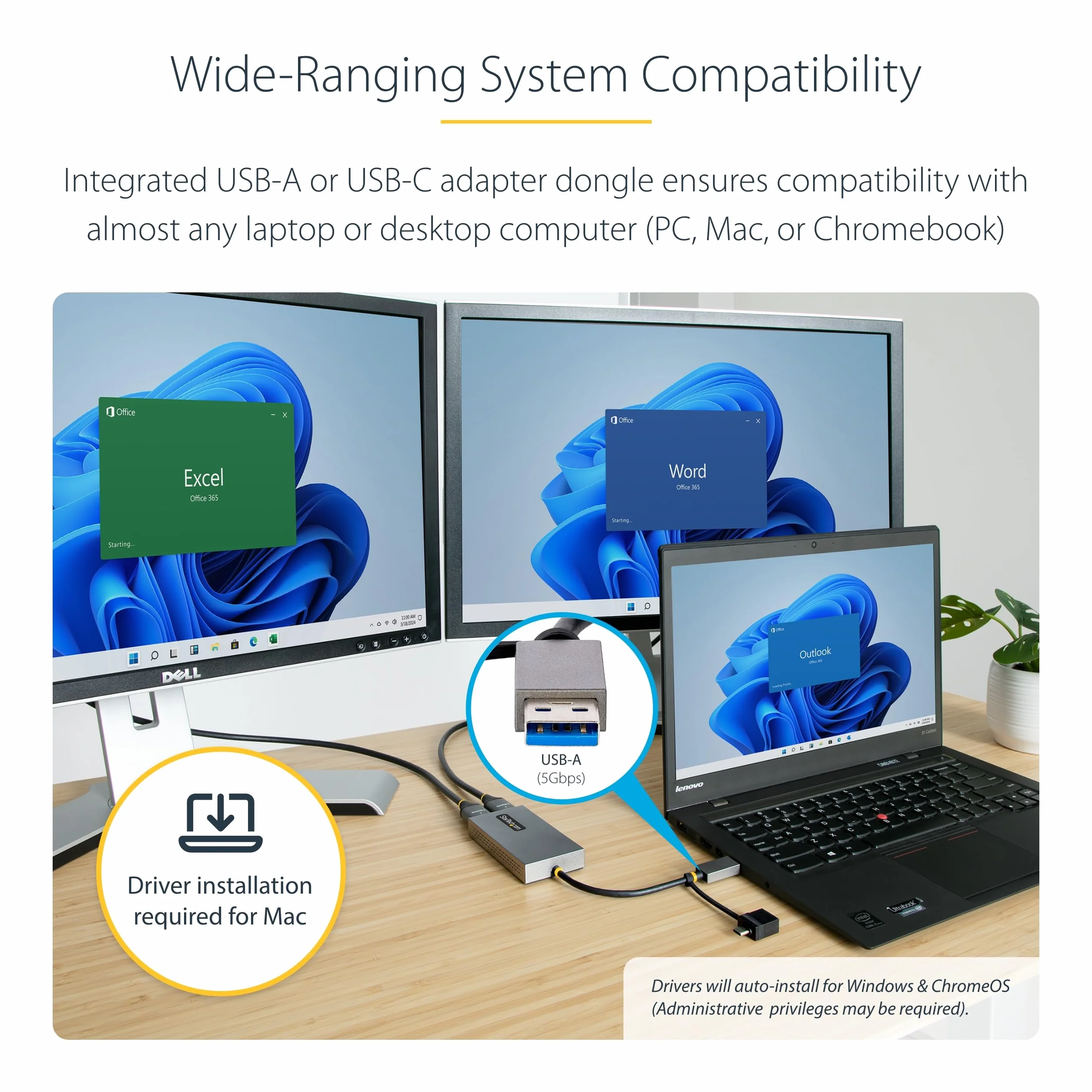 StarTech USB na podwójny HDMI 4K30Hz+1080p adapter