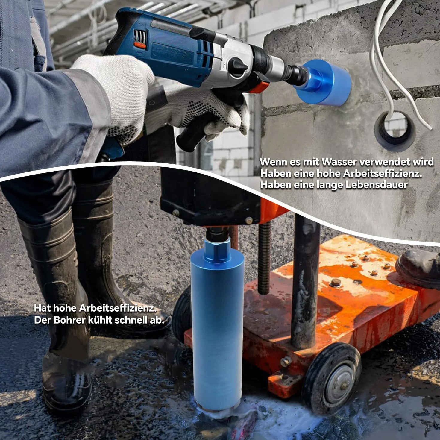 1¼" UNC do koronki rdzeniowej diamentowa koronka wiertnicza spawana laserowo DM 152 mm L 400 mm