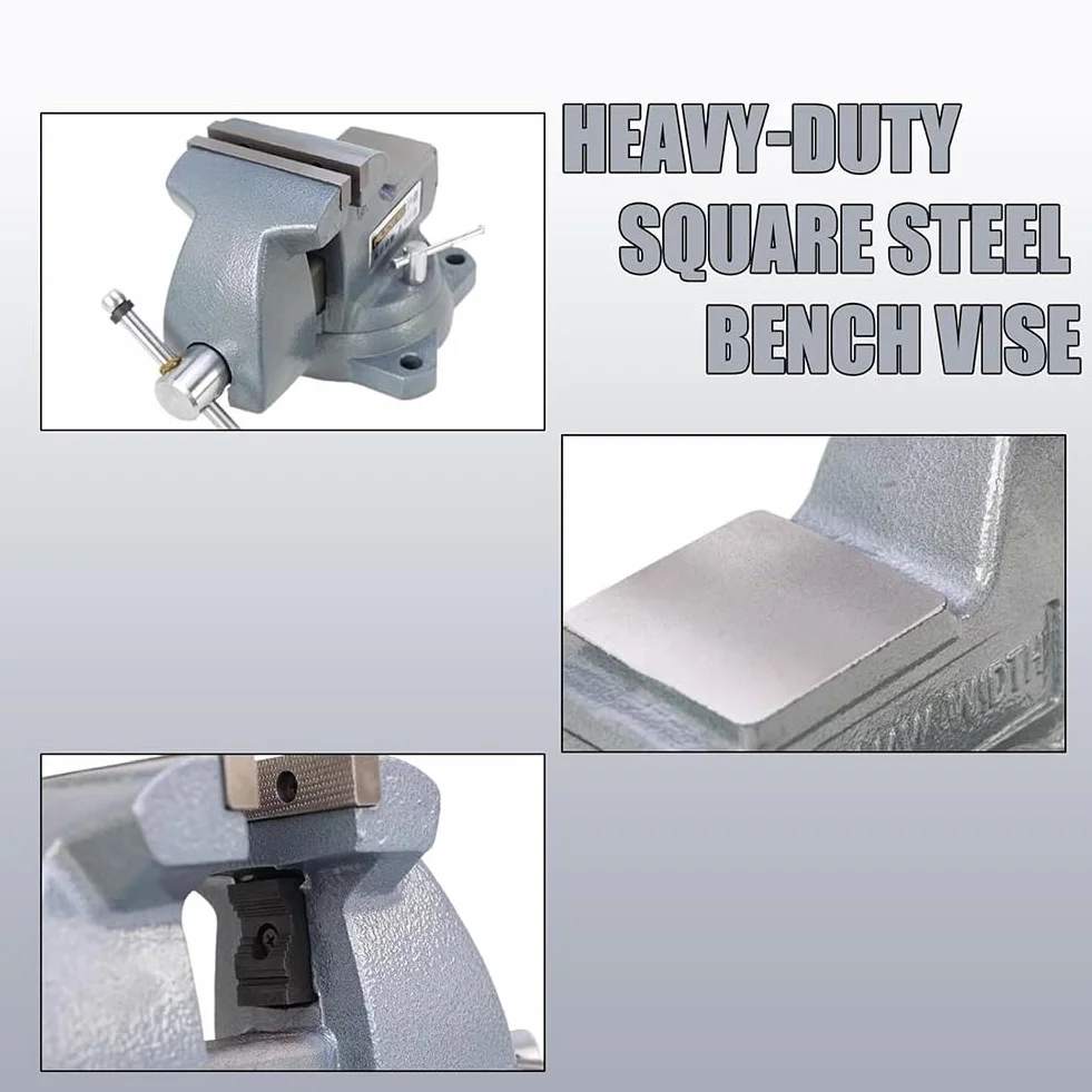 Imadło stołowe Heavy Duty, wielofunkcyjne imadło stołowe, uniwersalne imadło 5 cali z obrotową podstawą 360°, obrotowy stół roboczy do obróbki drewna, narzędzia ciesielskie