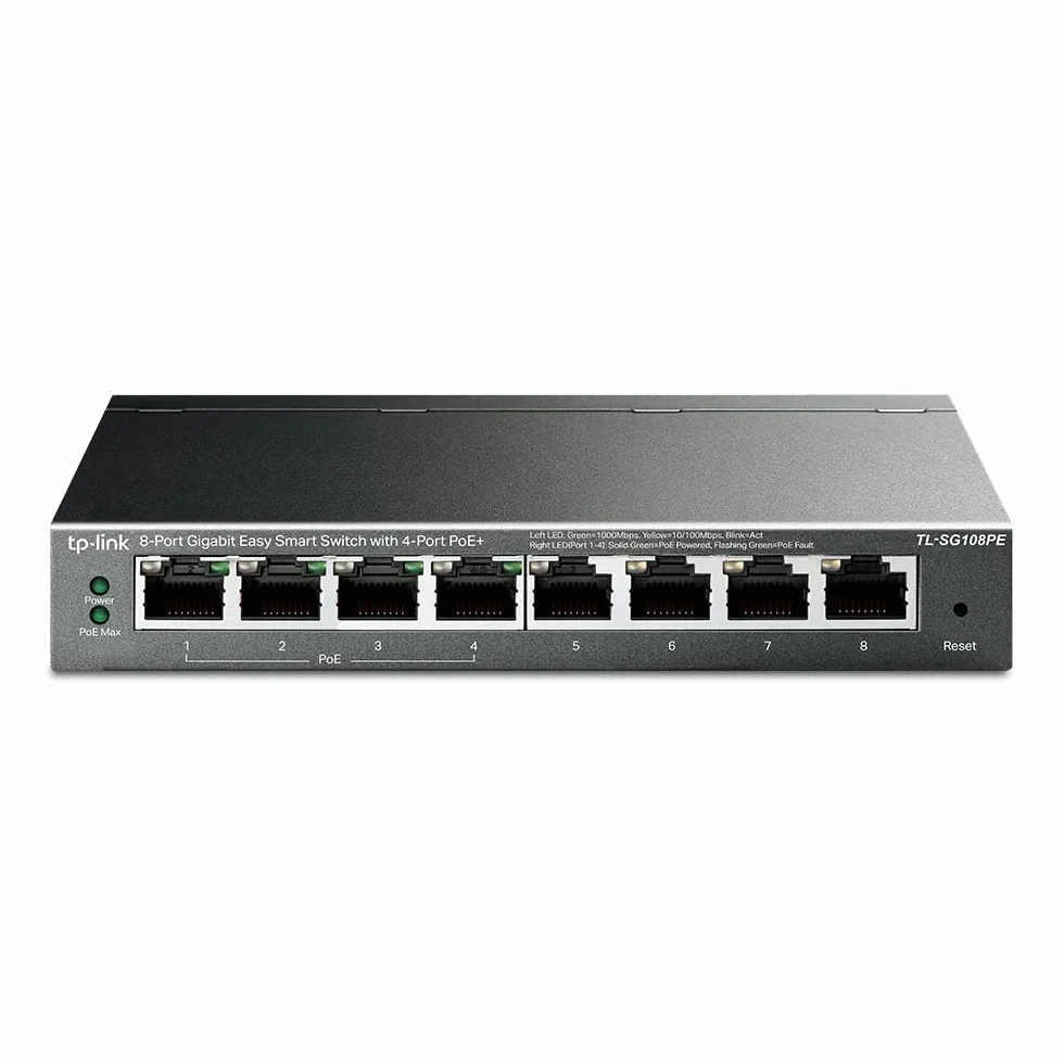 TP-Link TL-SG108PE Easy Smart Switch 8× Gigabit PoE+ 64 W VLAN QoS