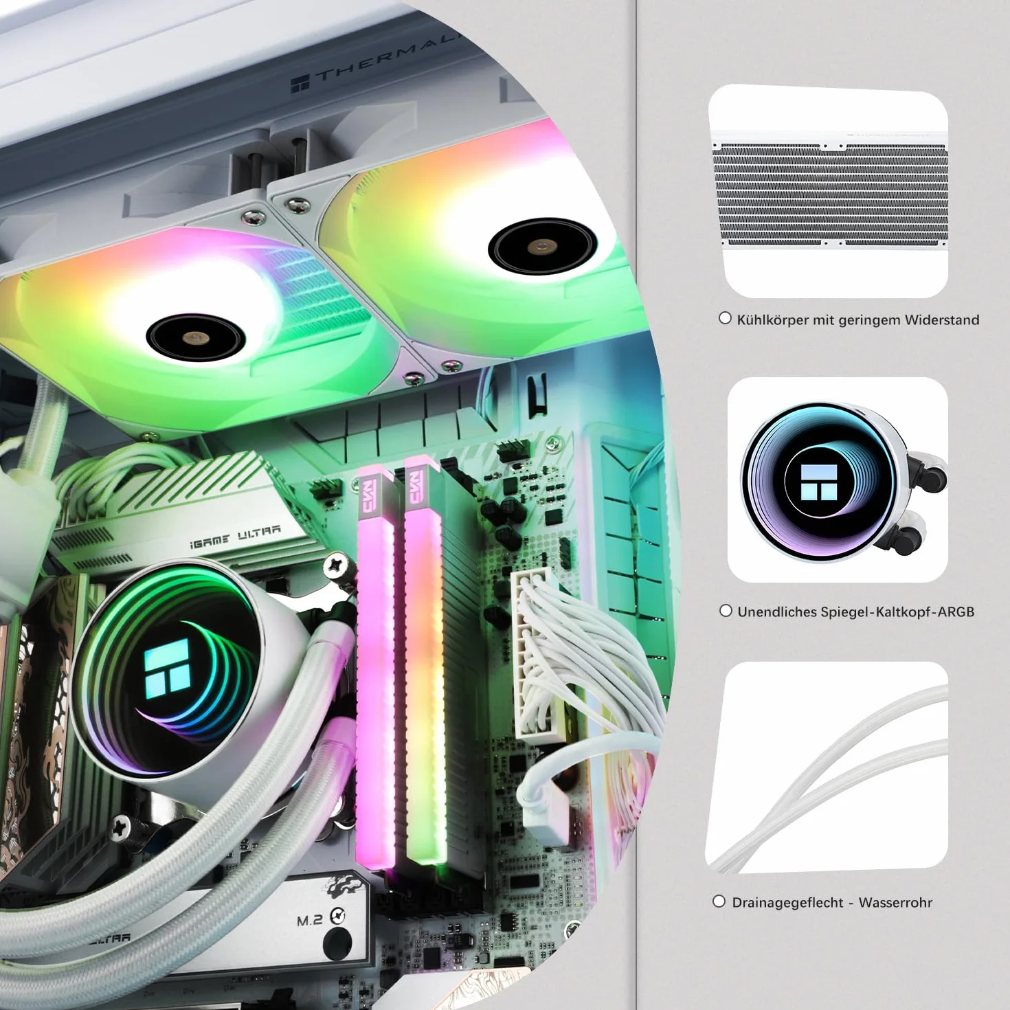 Thermalright Frozen Notte 240 White ARGB V2 ciekły procesor chłodzący 240 mm Aio podwójny wentylator PWM 2000 RPM AMD AM4/AM5 Intel LGA1851/1700/115x