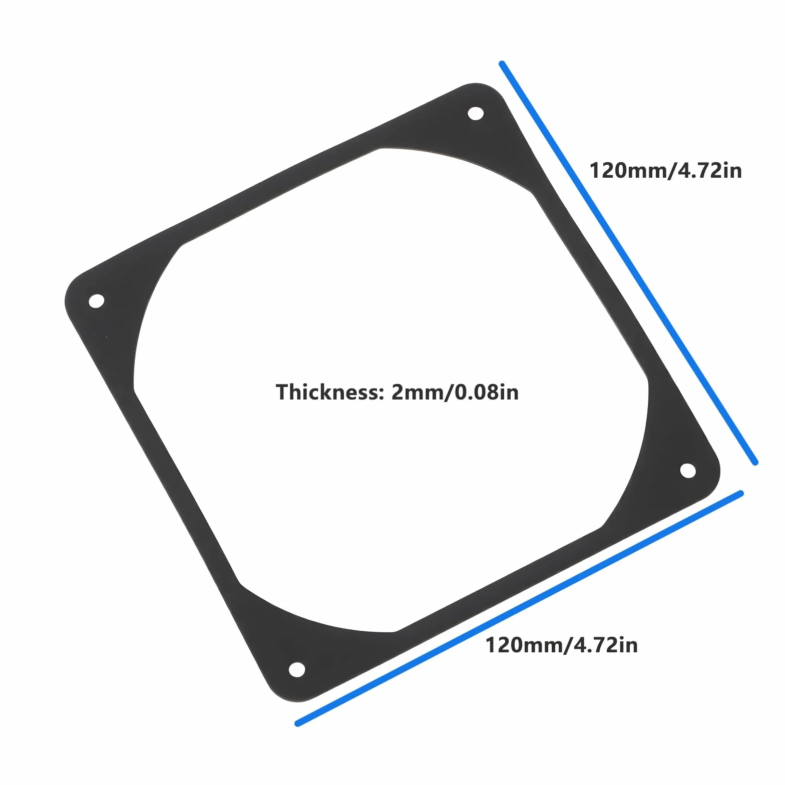 Gumowa uszczelka wibracyjna 120 x 120 x 2 mm czarna do PC