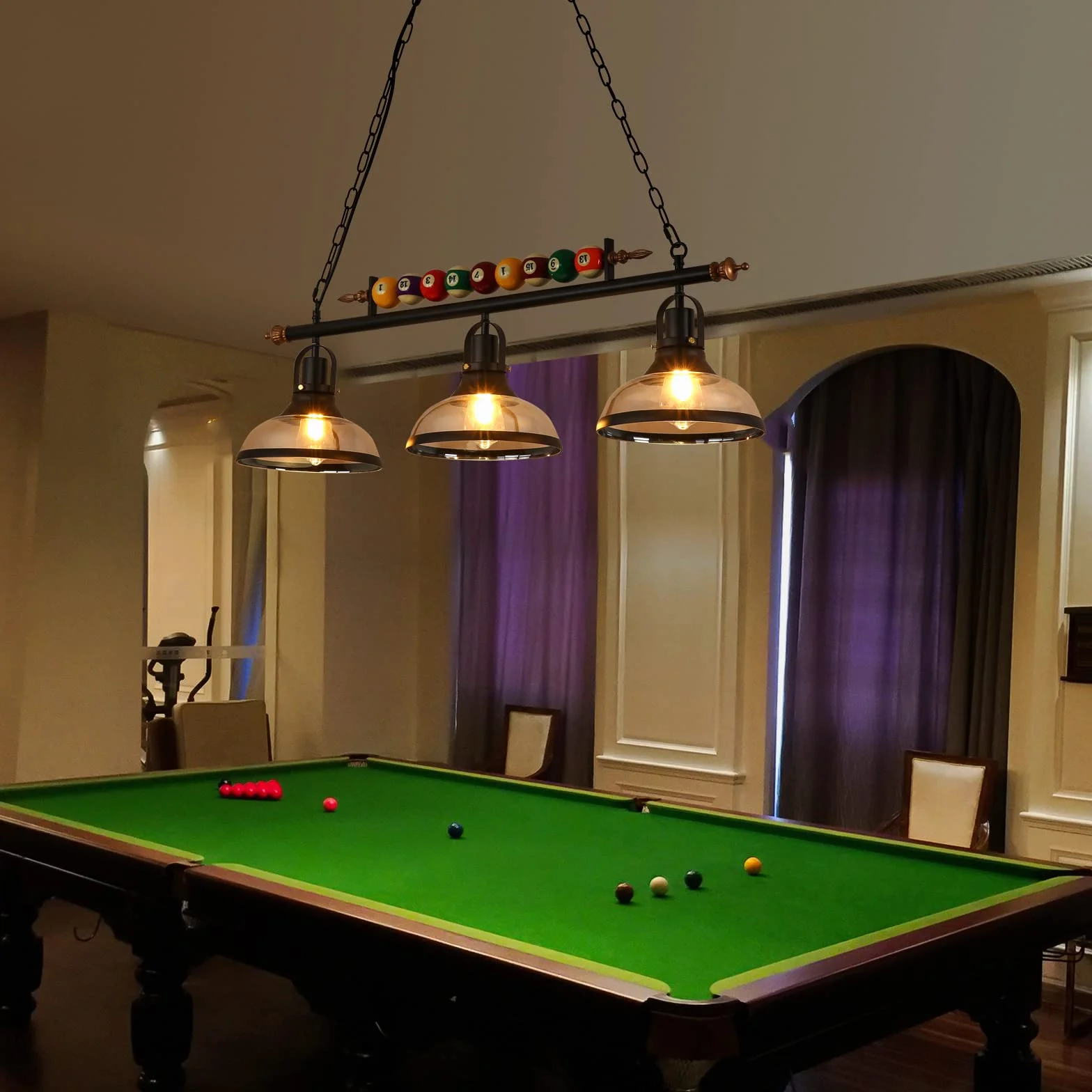 Retro industrialna lampa wisząca, czarna amerykańska kute żelazo snooker bar restauracja styl żyrandol, lampa wisząca na stół bilardowy, stół jadalny, stół wyspowy