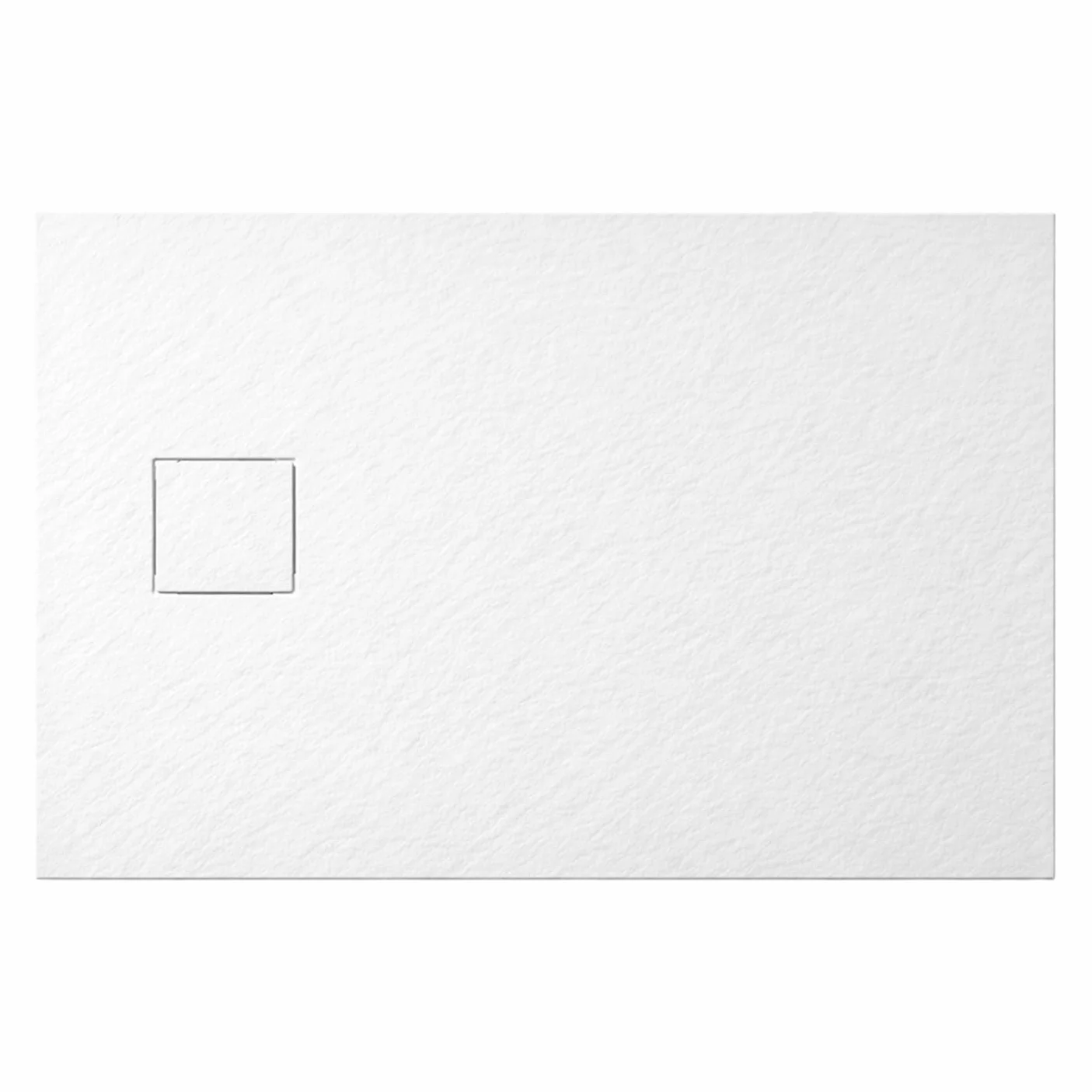 AQUAUNO Brodzik prysznicowy 100 x 80 cm o wyglądzie kamienia, ultra płaski 2,6 cm – brodzik z kompozytu SMC, w zestawie syfon, odpływ 90 mm, czyszczenie od góry, biały