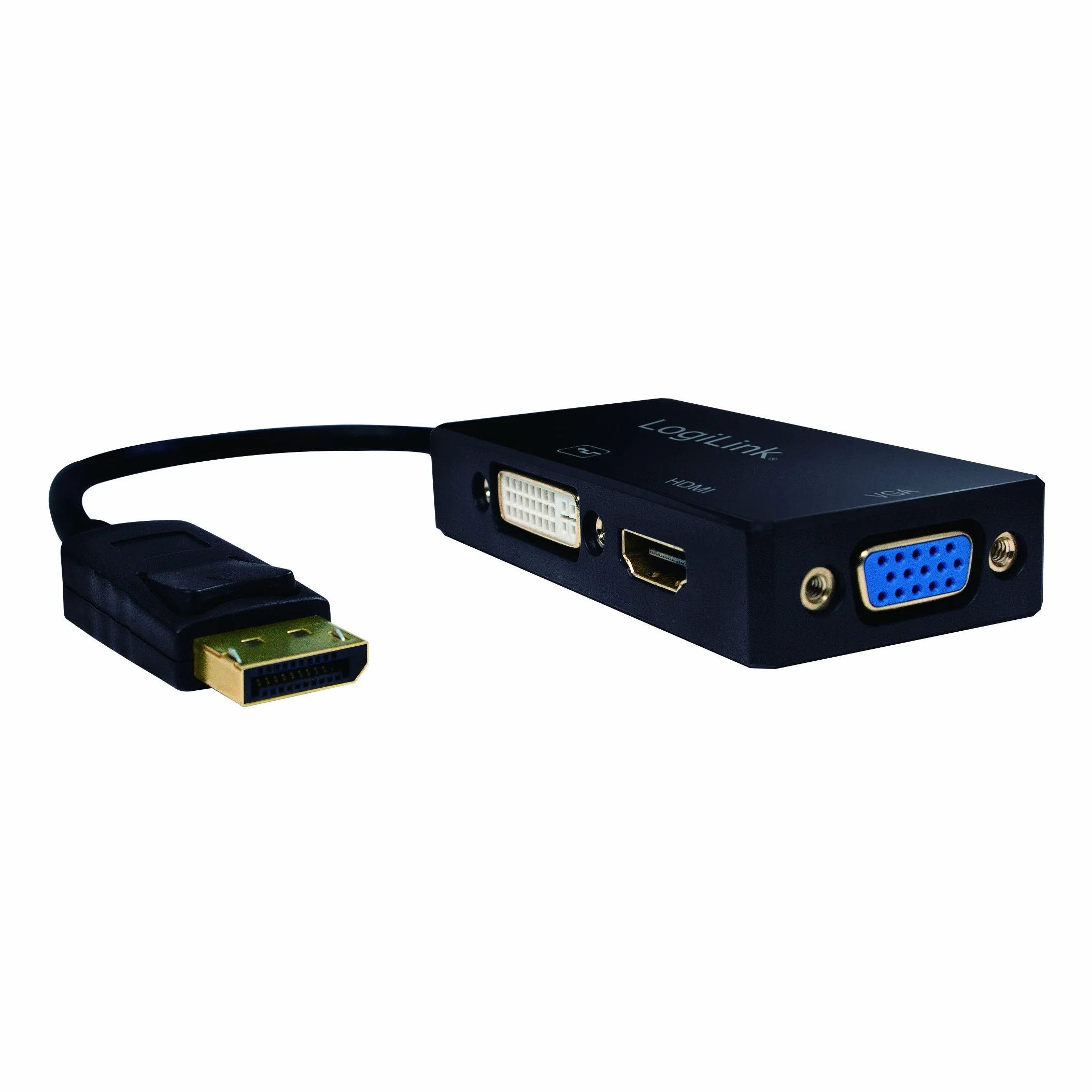 LogiLink CV0109 4K DisplayPort na DVI HDMI VGA adapter czarny