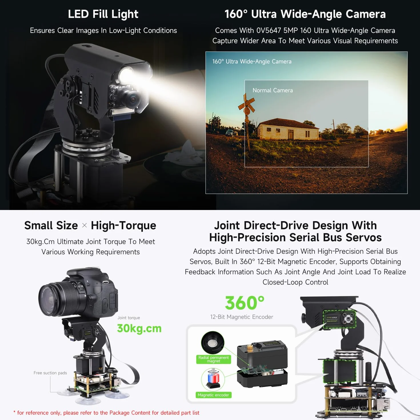 Waveshare 360° Omnidirectional High-Torque 2-Axis Pan-Tilt Camera Module for Raspberry Pi 4B/5