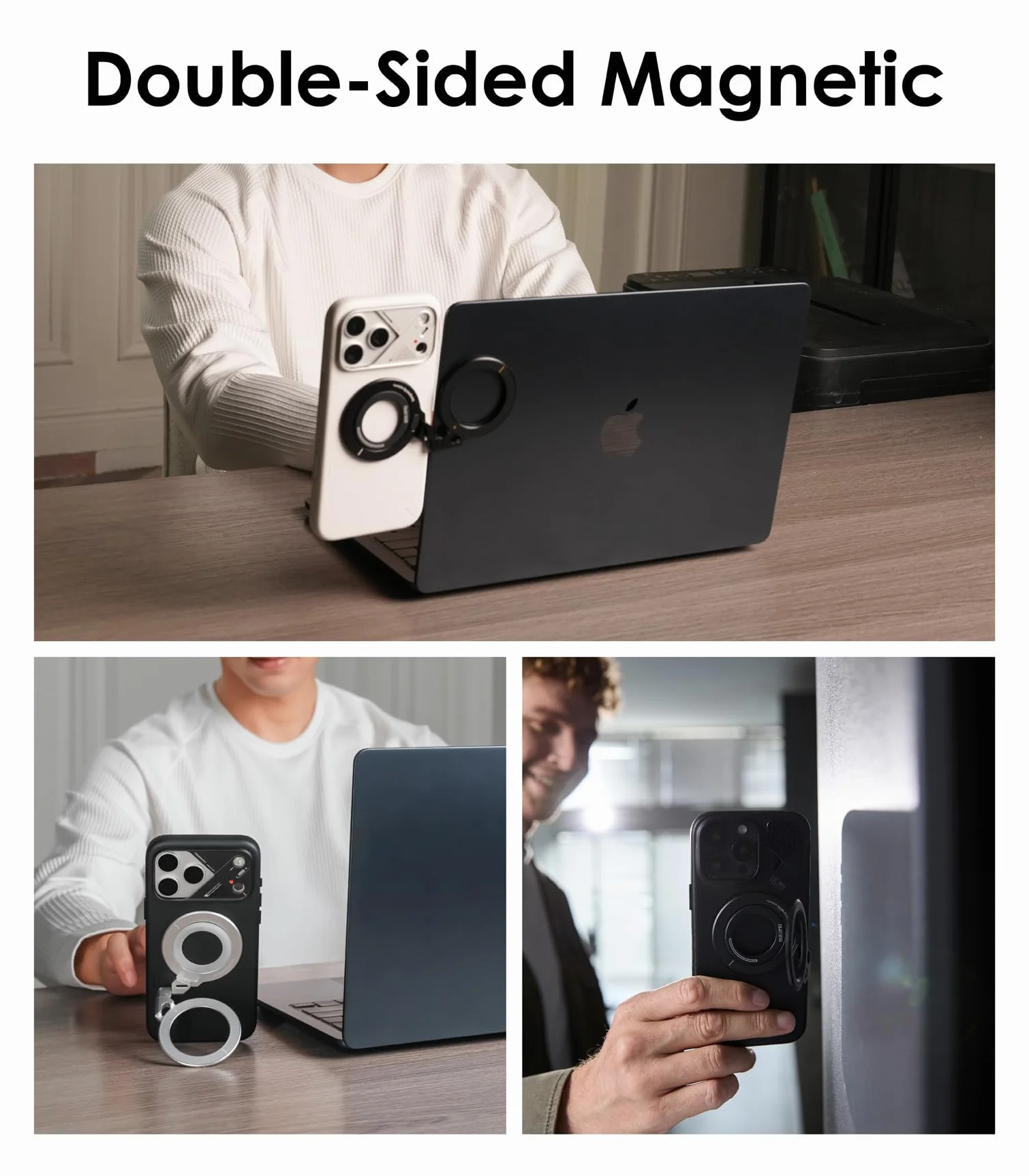 Aulumu G09 Magnetyczny uchwyt pierścieniowy MagSafe, stop aluminium, dwustronne mocowanie