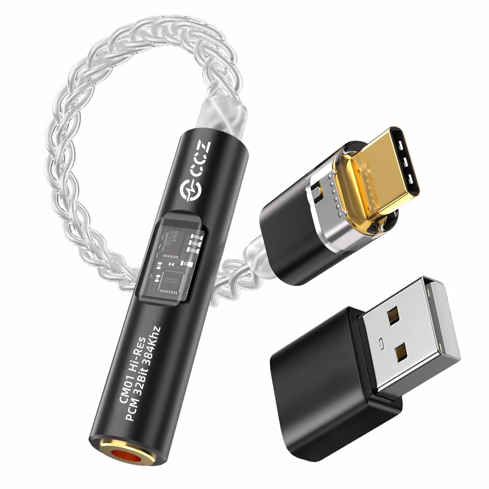 CCZ CM01 USB C na gniazdo 3,5 mm DAC adapter słuchawkowy Hi-Res 24 bit/384 kHz