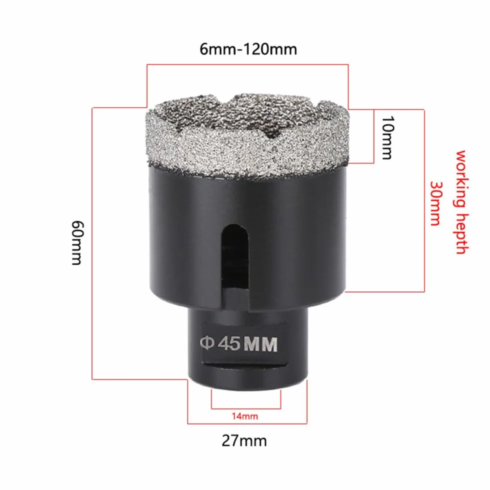 Wiertło diamentowe rdzeniowe, otwornice Gwint M14 Lutowane próżniowo suche płytki Cegła kamienna 6-130 mm(32mm)
