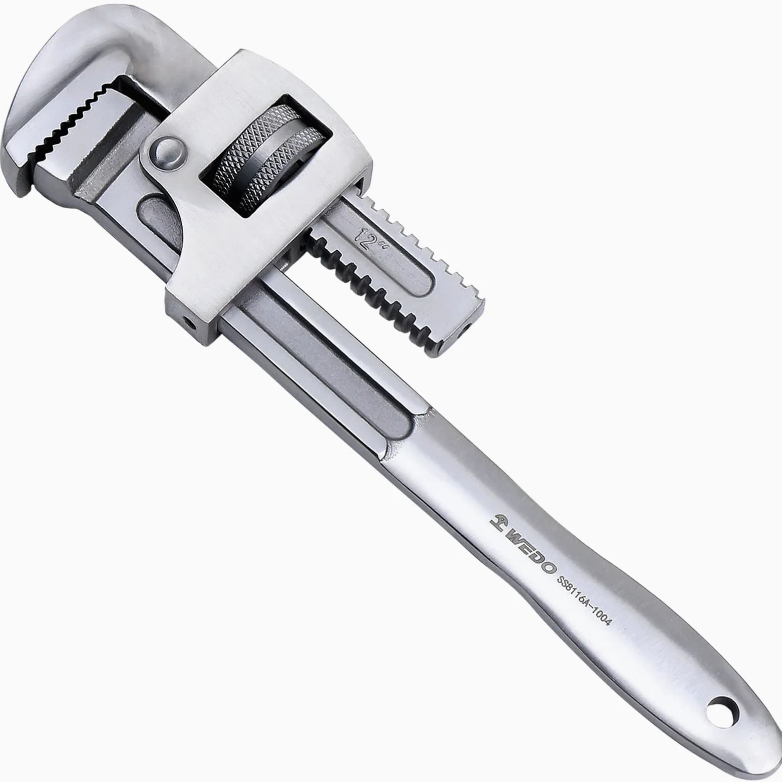 WEDO Klucz do rur ze stali nierdzewnej, prosty klucz do rur, regulowany klucz hydrauliczny, antykorozyjny, polerowana powierzchnia, trwały, typ brytyjski, 350 mm, długość 35,5 cm