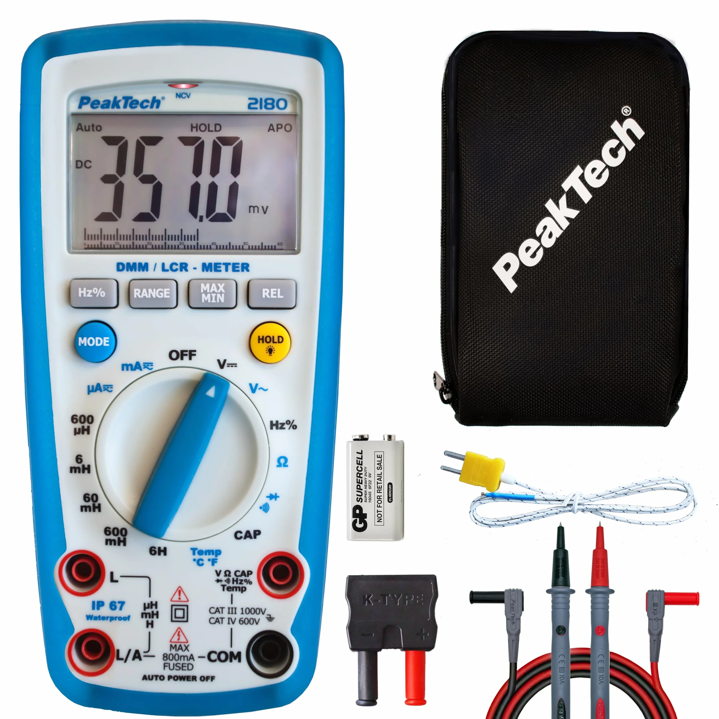 PeakTech P 2180 - LCR-Meter ~ 6.000 zliczeń ~ max. 60MΩ / 4000µF / 6H z Multimetrem Cyfrowym