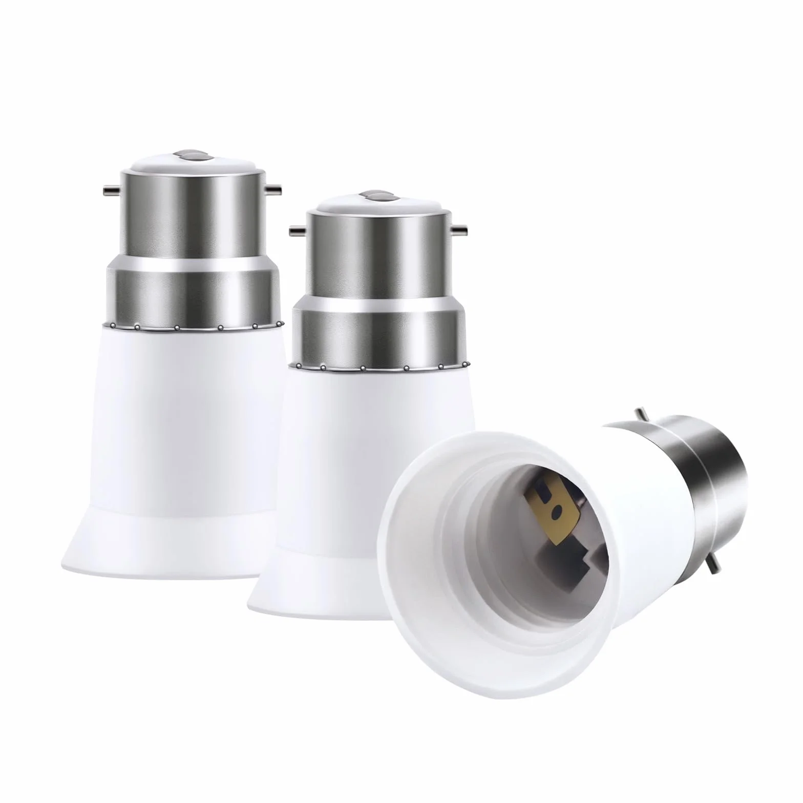 Zestaw 3 sztuk konwertera B22 na E27, adapter podstawy lampy BC na ES, konwerter gniazd do żarówek LED, żarówek żarnikowych i żarówek CFL