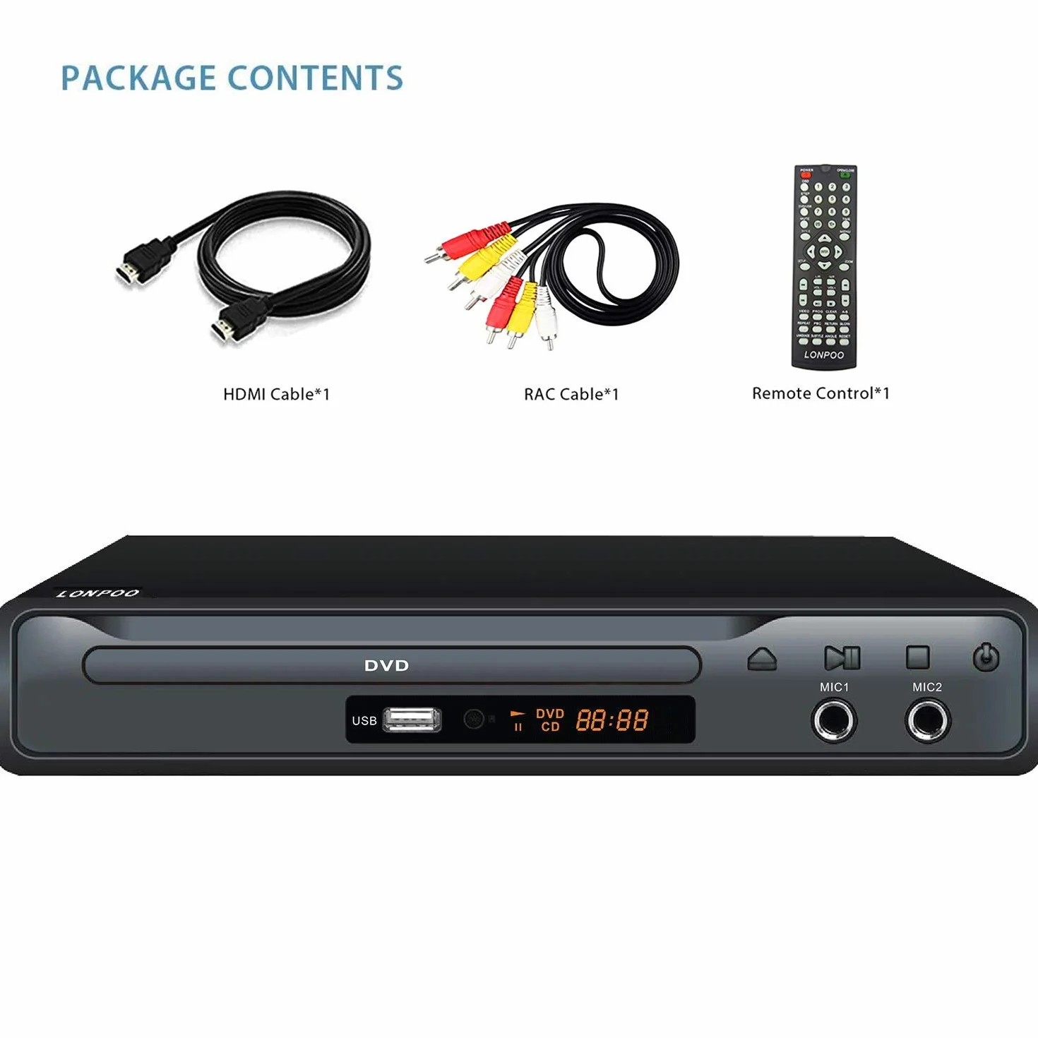 Odtwarzacz DVD LP-077 z HDMI AV Scart USB, metalowa obudowa
