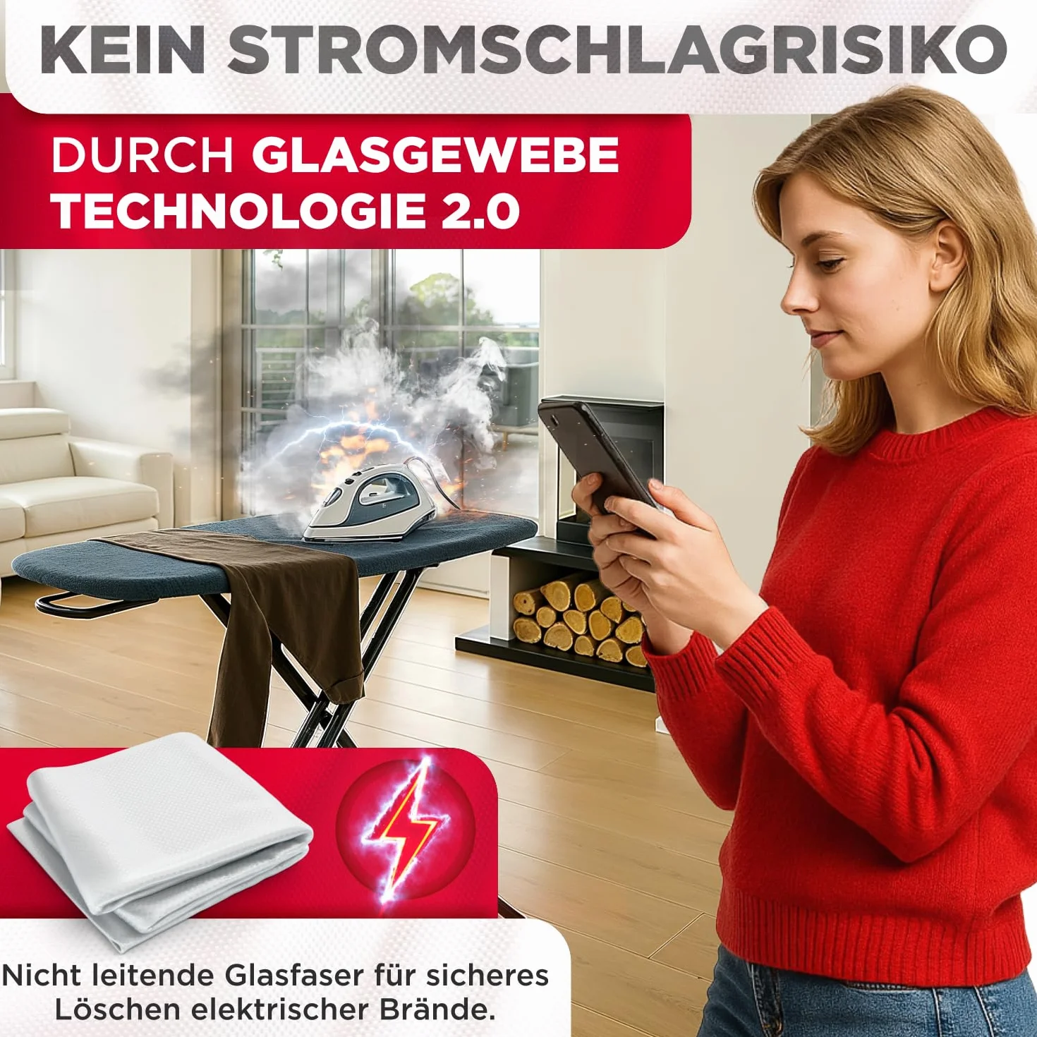 Koc gaśniczy 1,6 x 1,8 m – koc gaśniczy do kuchni i gospodarstwa domowego – koc przeciwpożarowy w sytuacjach awaryjnych, koc ochronny przeciwpożarowy certyfikowany według normy EN, koc