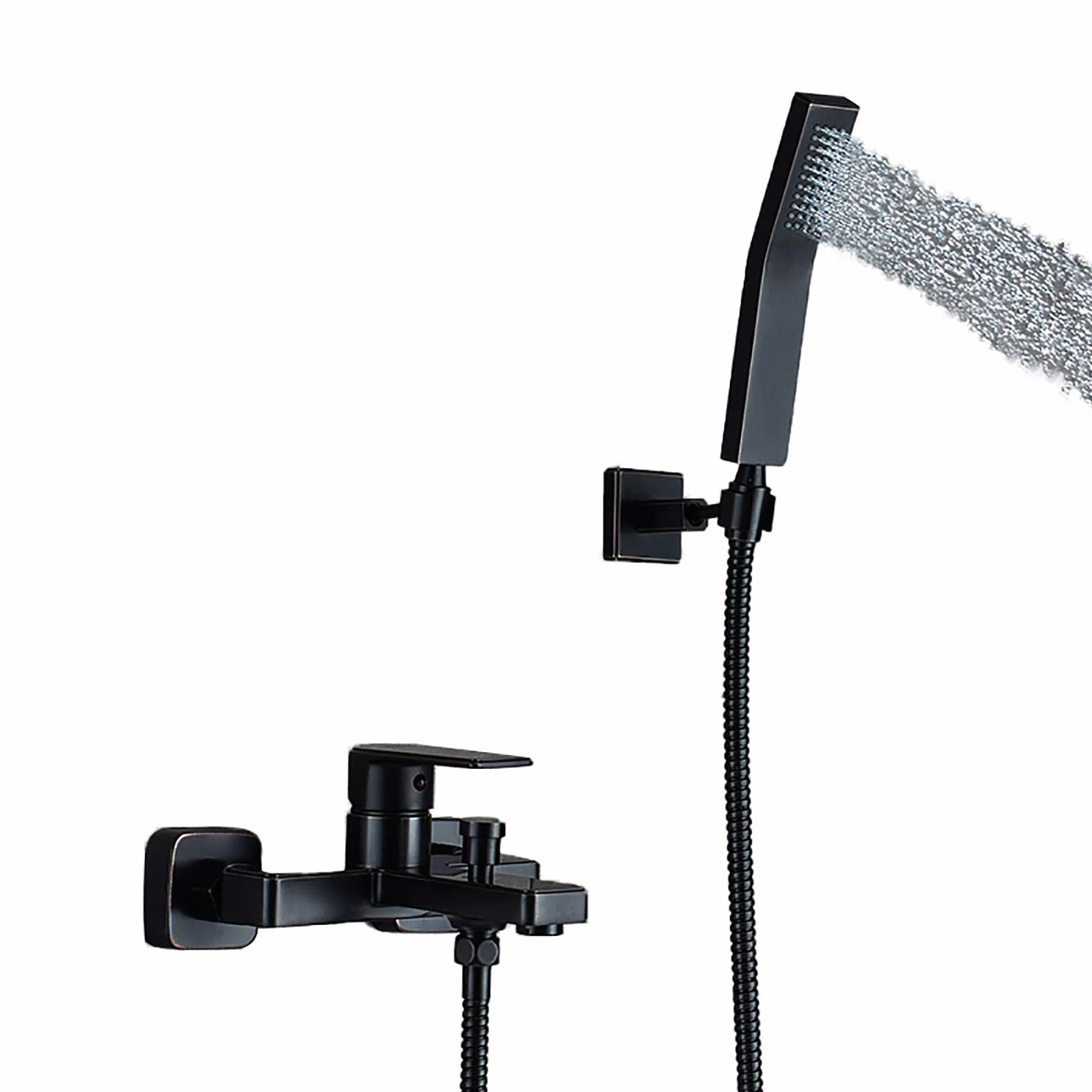 Kran Kuchenny, Bateria wannowa Mosiężna bateria wannowa Pojedynczy uchwyt Podwójna kontrola Bateria wannowa Ścienna bateria wannowa do łazienki z ręcznym prysznicem Wanna Filler Mixer Tap,