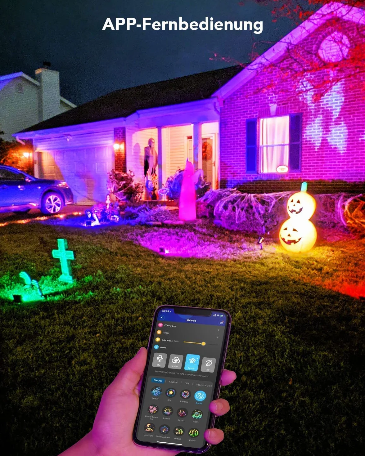 Govee RGBICWW Smart LED Spotlight, WiFi Outdoor Spotlight Works with Alexa, 2700-6500K, Dimmable LED Light with Colour Changing, IP66 Waterproof, Pack of 4