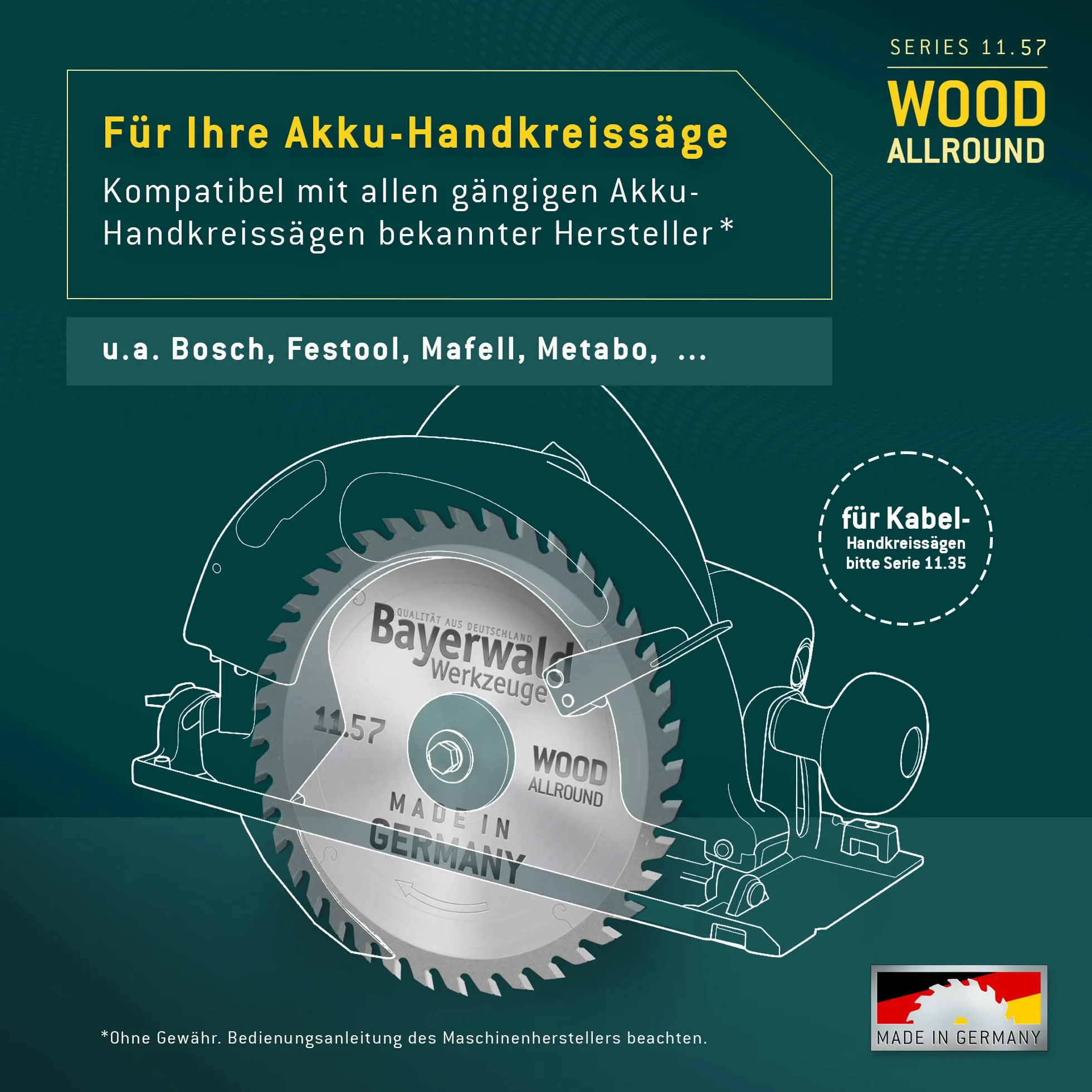 Bayerwald HM brzeszczot do piły tarczowej - Ø 160 x 1,8 x 20 | Z=42 WZD | Seria 11.57 - mała szerokość cięcia, idealna do pilarek tarczowych akumulatorowych