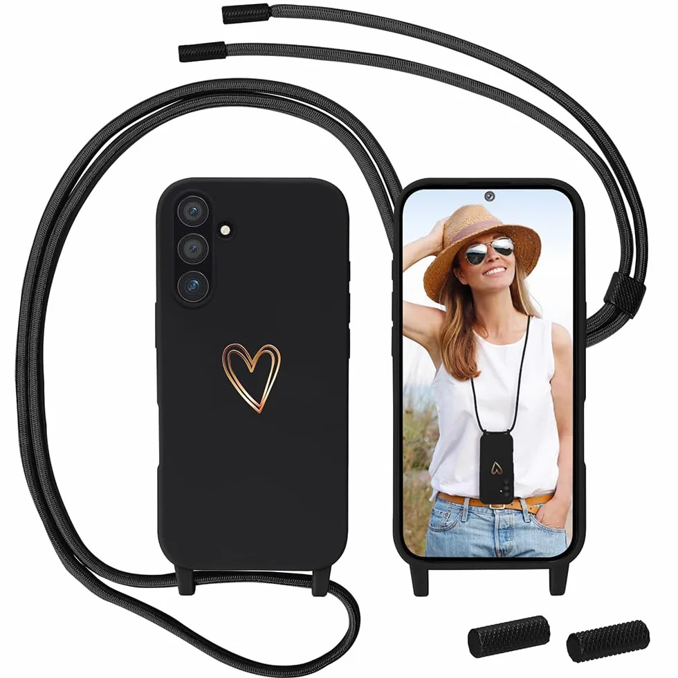 MoEvn etui na telefon komórkowy Samsung Galaxy S25 FE, ze sznurkiem na szyję, silikonowe, odporne na uderzenia, ze zdejmowanym łańcuszkiem, do zawieszenia na szyi, silikonowe etui ochronne ze