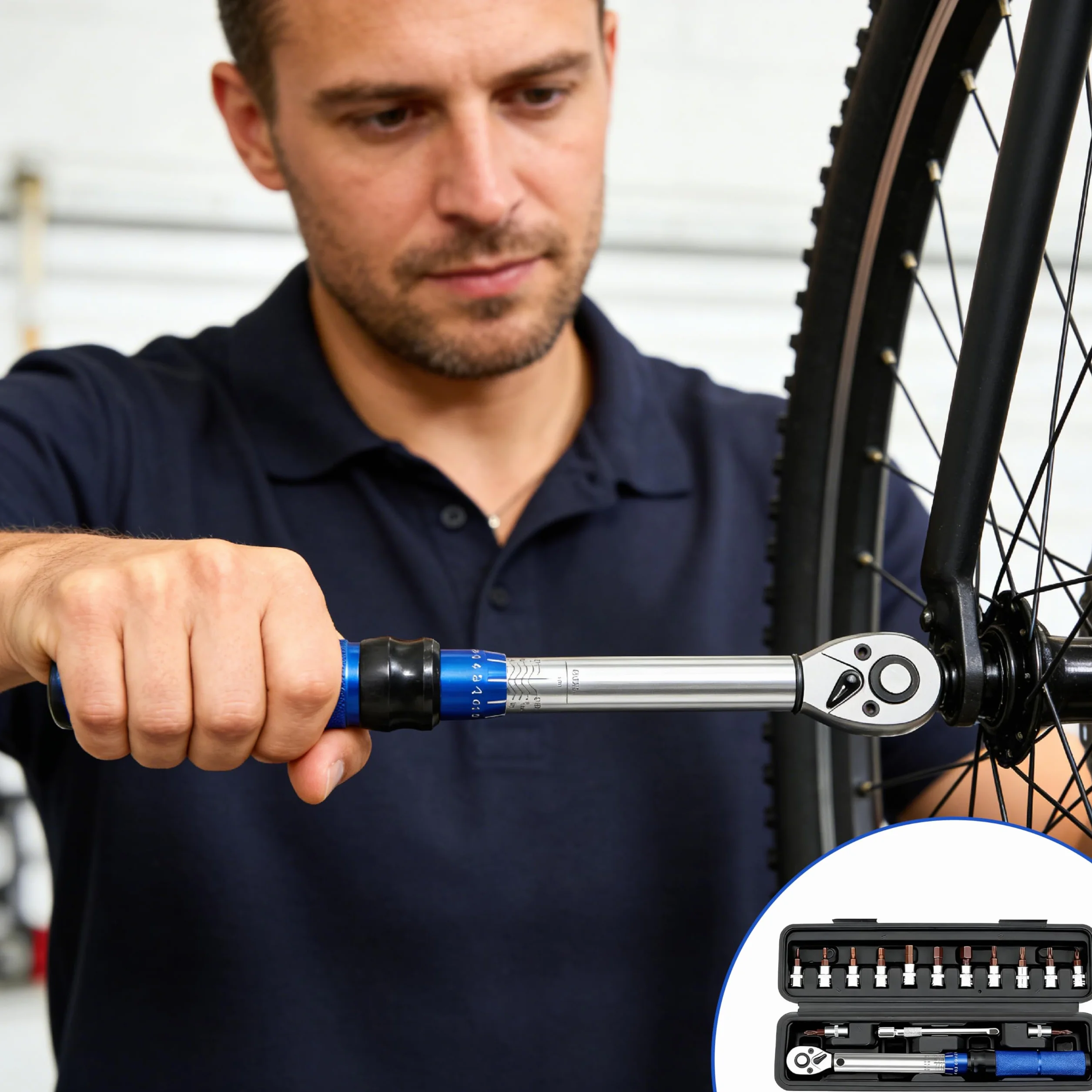 15-częściowy zestaw kluczy dynamometrycznych do roweru i motocykla z walizką do przechowywania – 1/4 cala, zestaw kluczy imbusowych 2-24 Nm, do rowerów, wymiany opon i motocykli