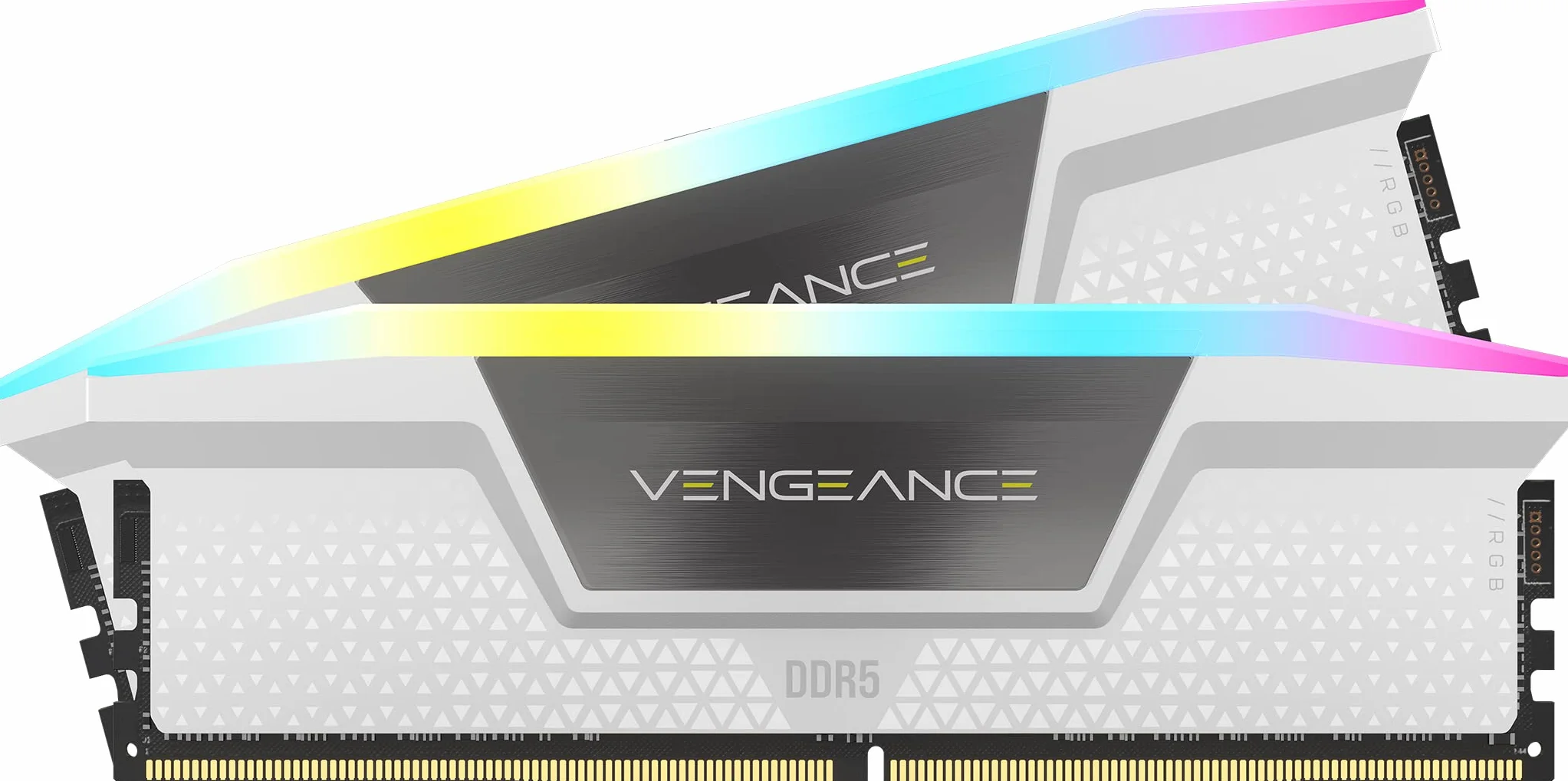 CORSAIR VENGEANCE RGB DDR5 RAM 32GB (2x16GB) do 6000MHz CL36 Intel XMP Kompatybilna Pamięć Komputerowa iCUE - Biały (CMH32GX5M2E6000C36W)