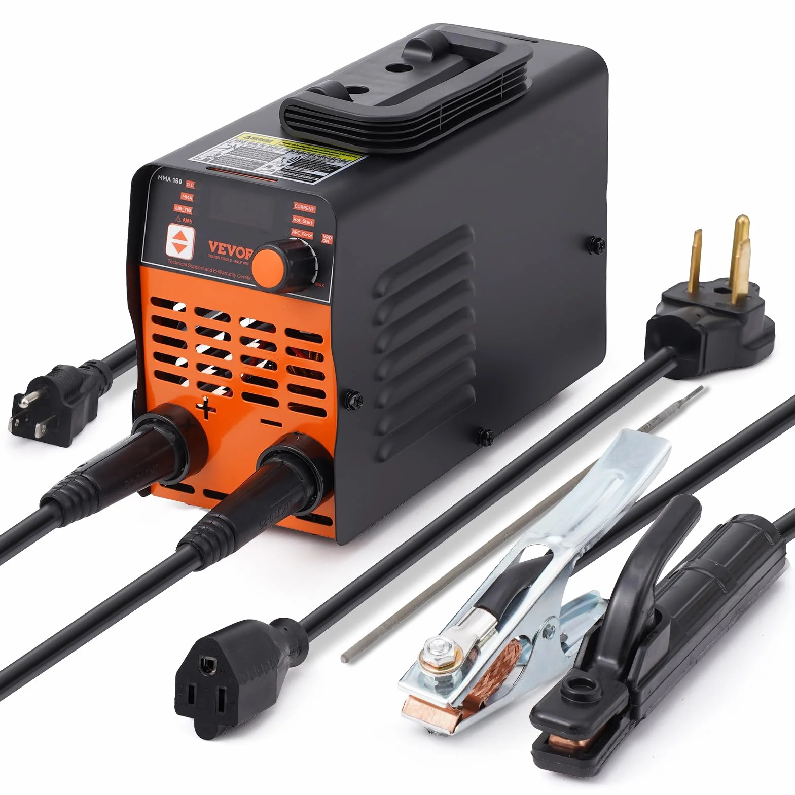VEVOR 220 V Łuk lutowniczy/120 A z dużym wyświetlaczem LED, przenośna spawarka prętowa 2 w 1 z gorącym rozruchem, 240 x 105 x 175 mm, 20%/40°C