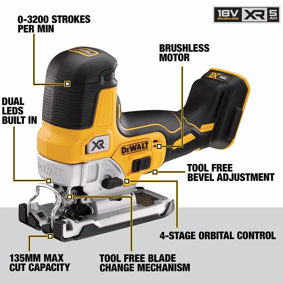 Dewalt Tstak Ii DCS335NT Wyrzynarka, Czarny/Żółty
