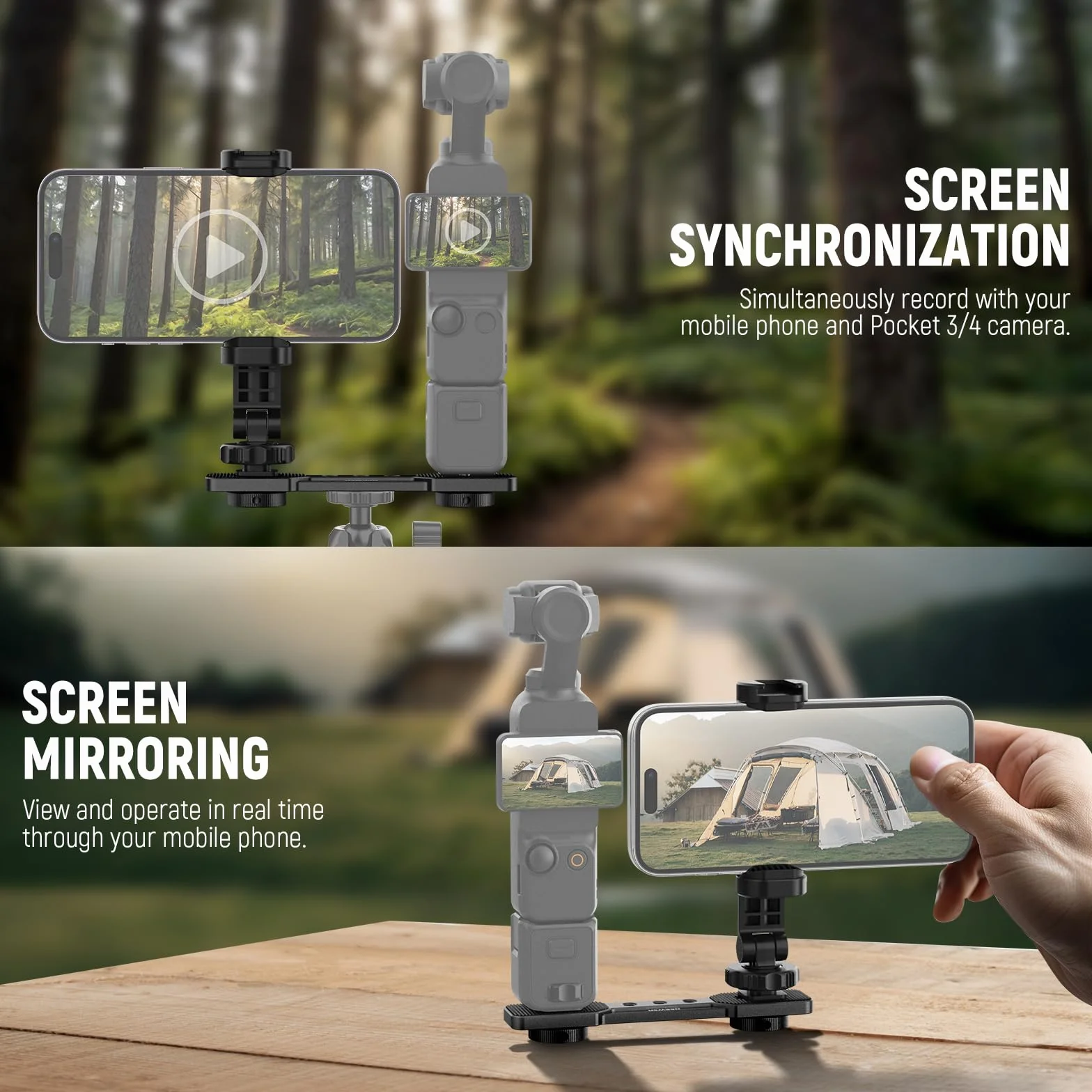 NEEWER Uchwyt na telefon kompatybilny z DJI Osmo Pocket 3, gwint 1/4 cala, zimna stopka