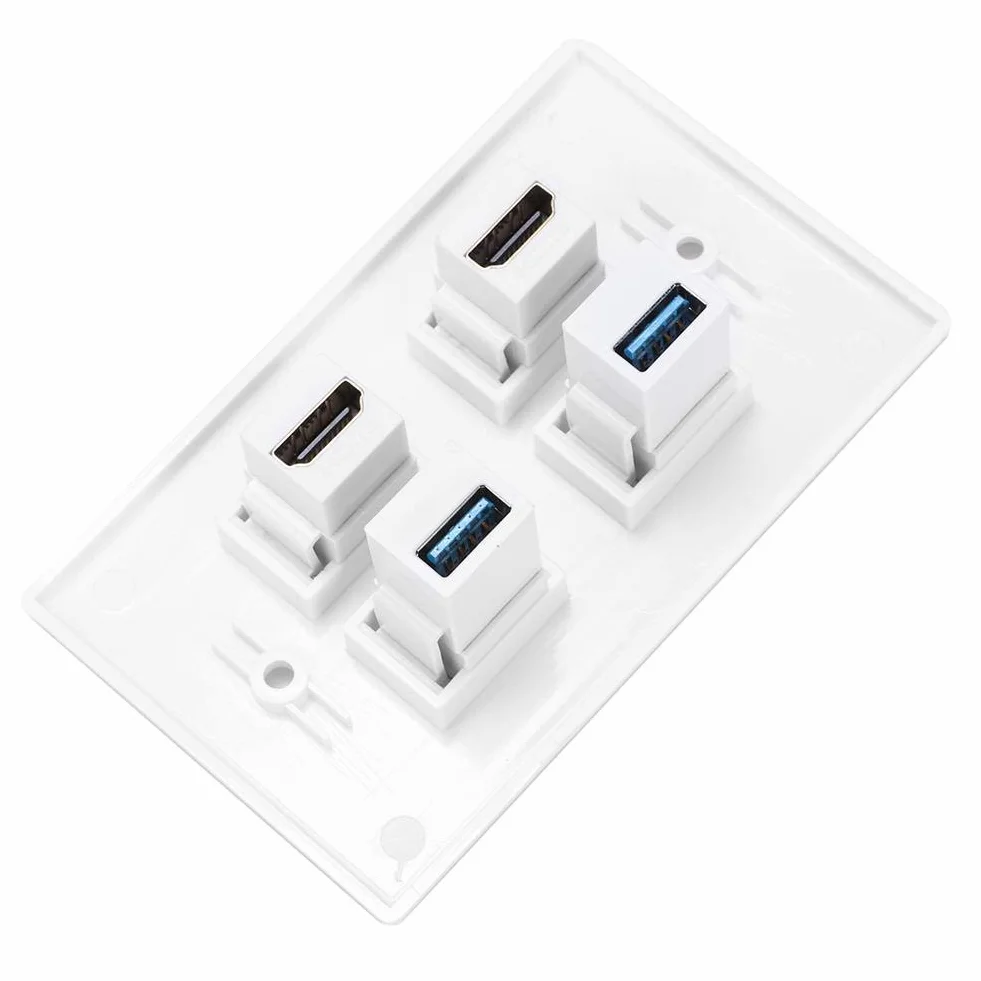 Keystone panel ścienny HDMI 2 porty USB żeński żeńska klamra mocowanie gniazdka ściennego